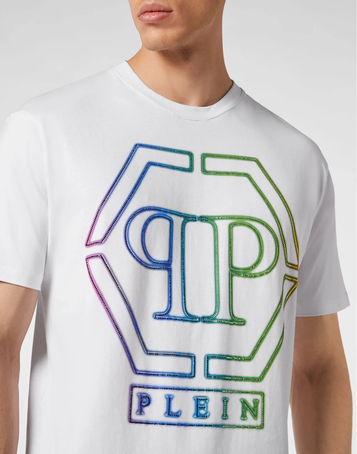 Embroidered T-shirt Round Neck SS Hexagon, цвет: Белый