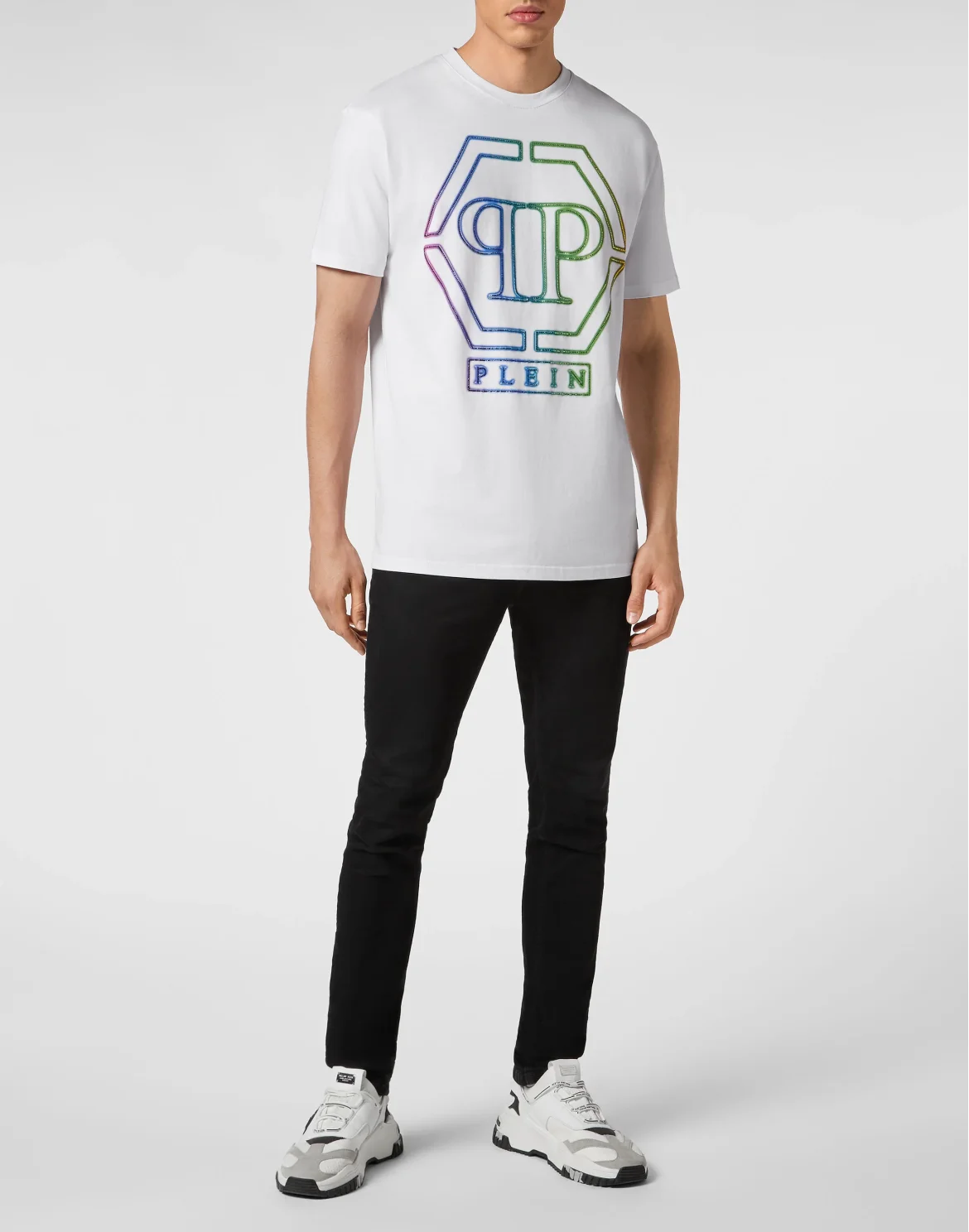 Embroidered T-shirt Round Neck SS Hexagon, цвет: Белый