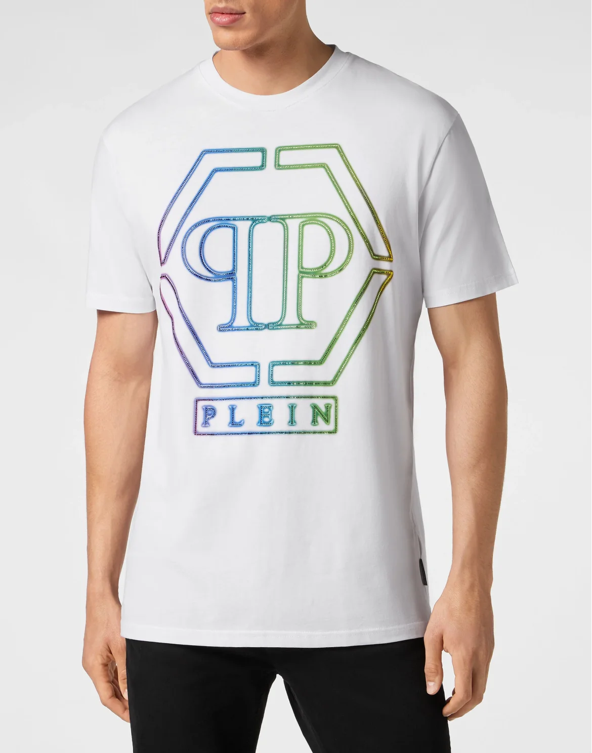 Embroidered T-shirt Round Neck SS Hexagon, цвет: Белый