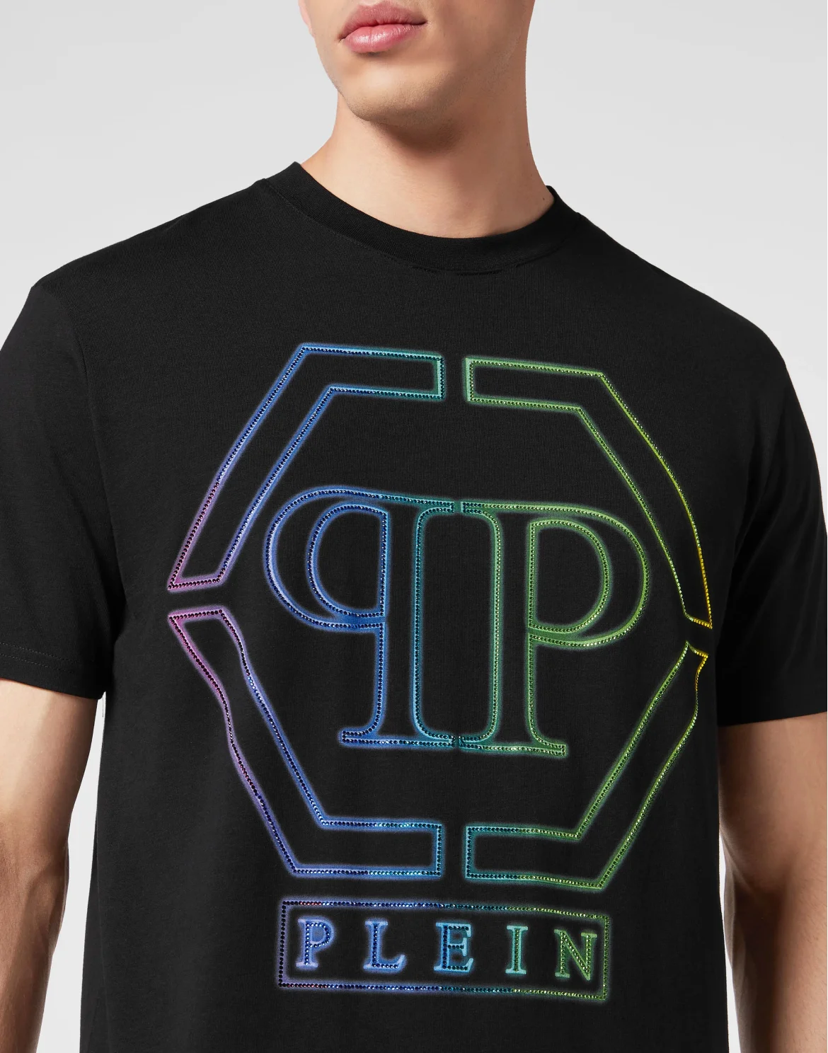 Embroidered T-shirt Round Neck SS Hexagon, цвет: Черный