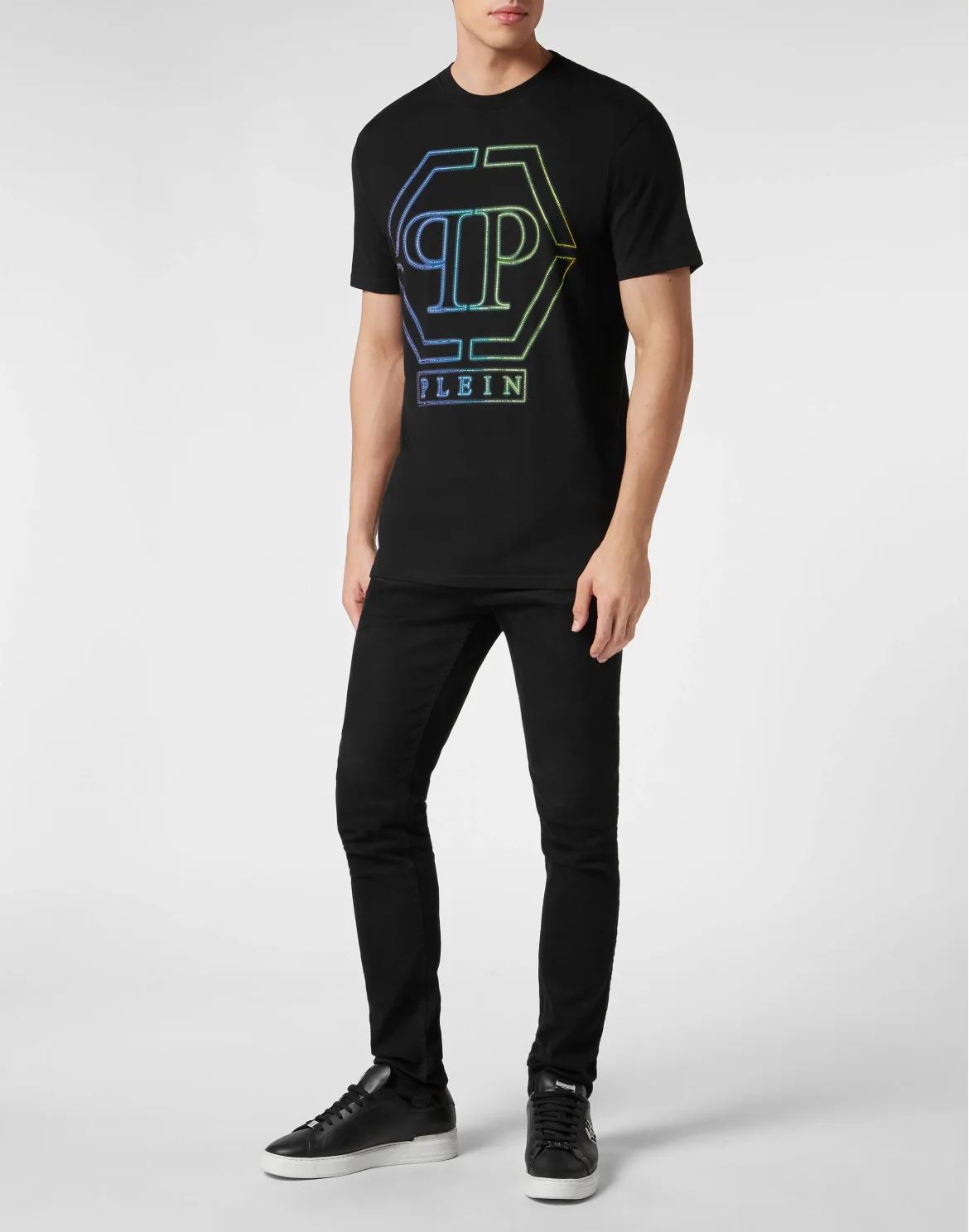 Embroidered T-shirt Round Neck SS Hexagon, цвет: Черный