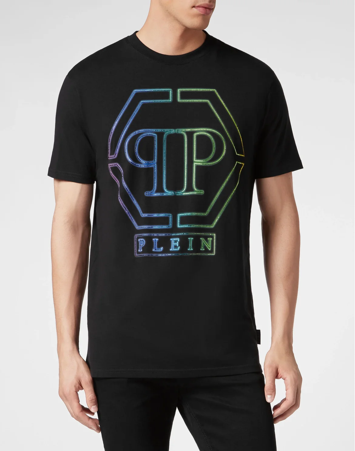 Embroidered T-shirt Round Neck SS Hexagon, цвет: Черный