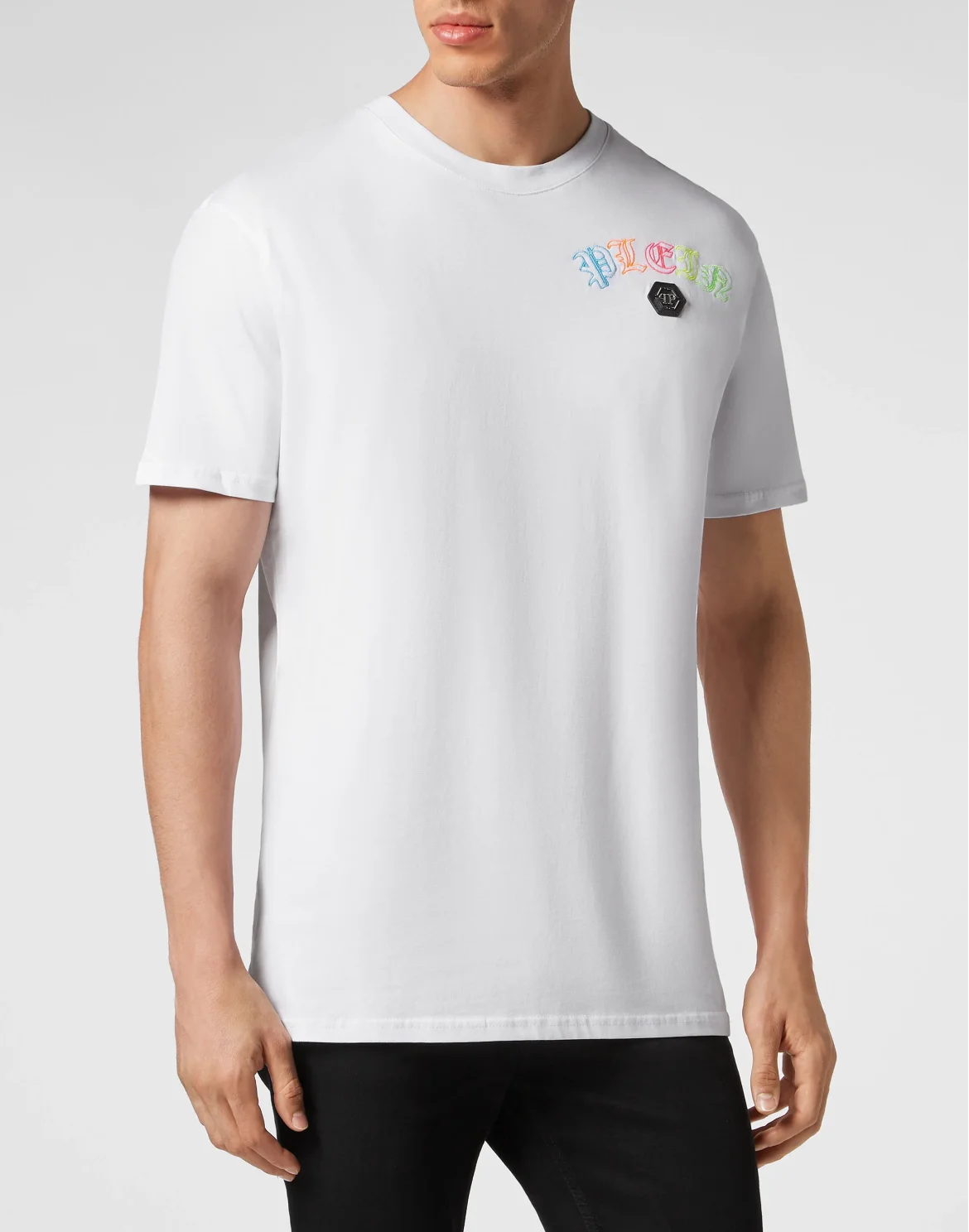 Embroidered T-shirt Round Neck SS with Crystals Gothic Plein, цвет: Белый