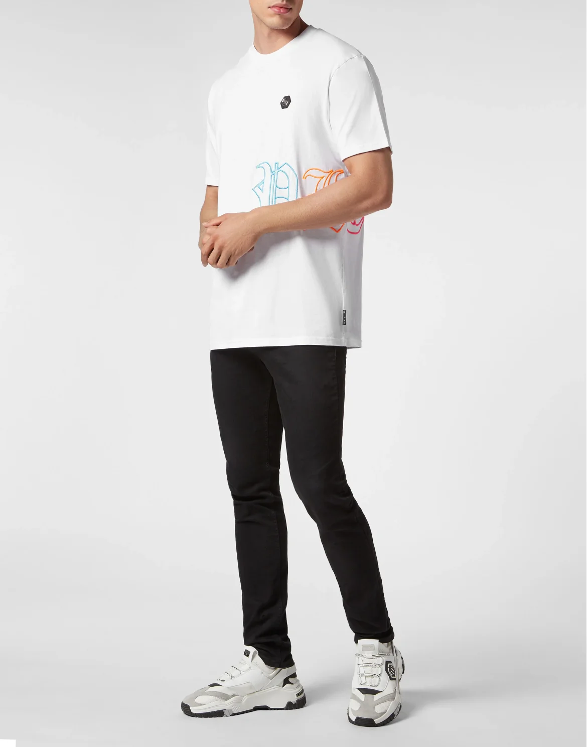 Embroidered T-shirt Round Neck SS, цвет: Белый