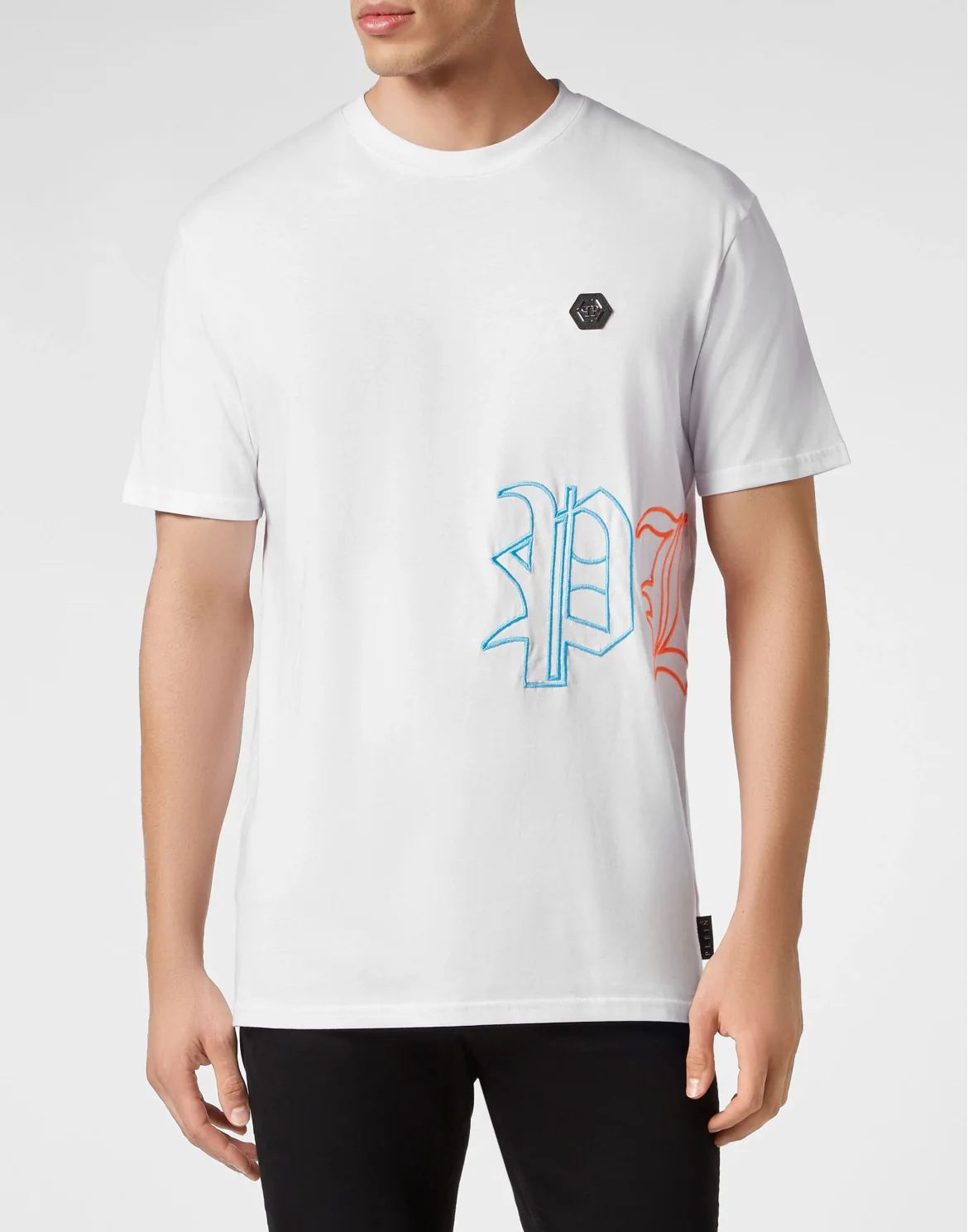 Embroidered T-shirt Round Neck SS, цвет: Белый