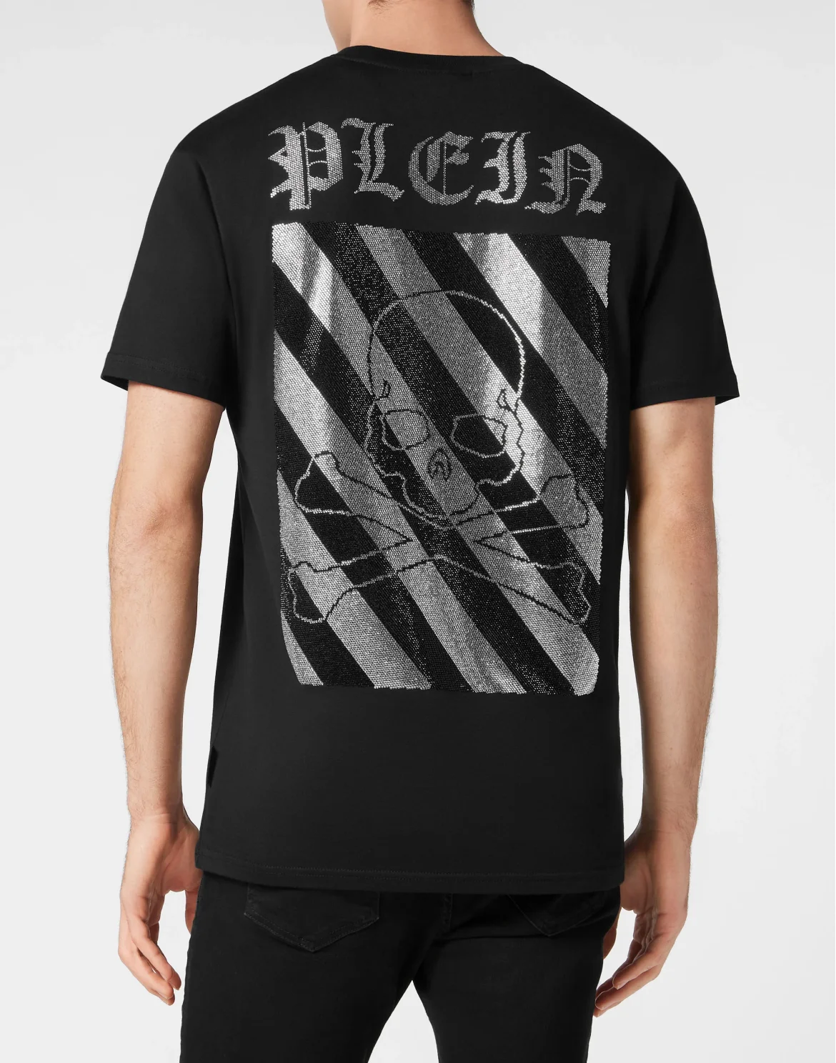 T-shirt Round Neck SS with Crystals Rainbow Stripes, цвет: Черный