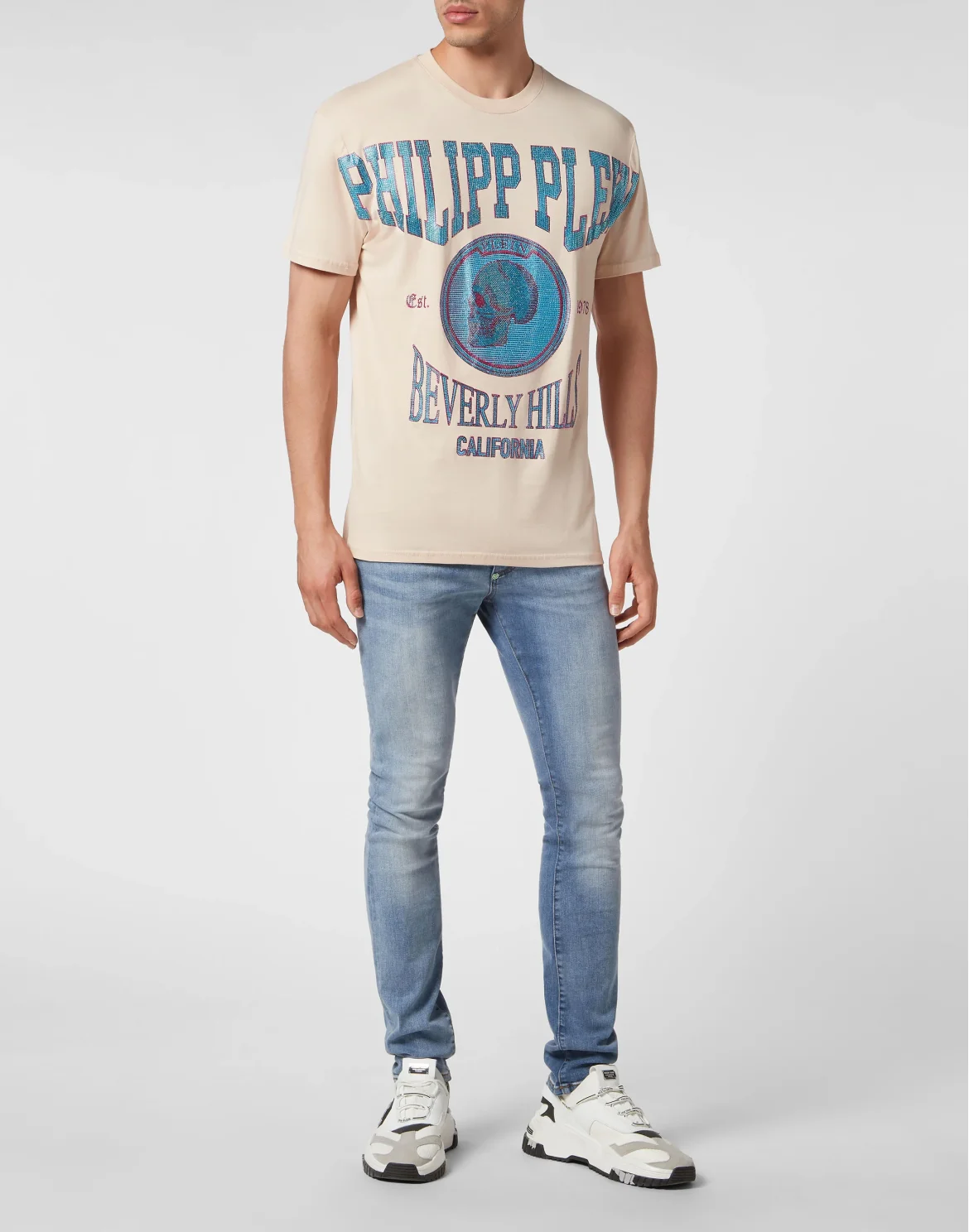 T-shirt Round Neck SS with Crystals, цвет: Бежевый