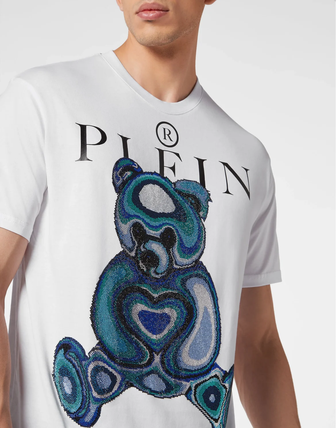 T-shirt Round Neck SS with Crystals Teddy Bear, цвет: Белый