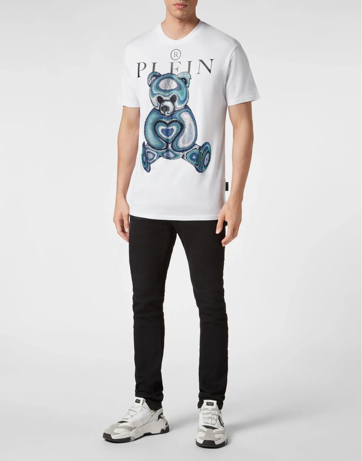 T-shirt Round Neck SS with Crystals Teddy Bear, цвет: Белый