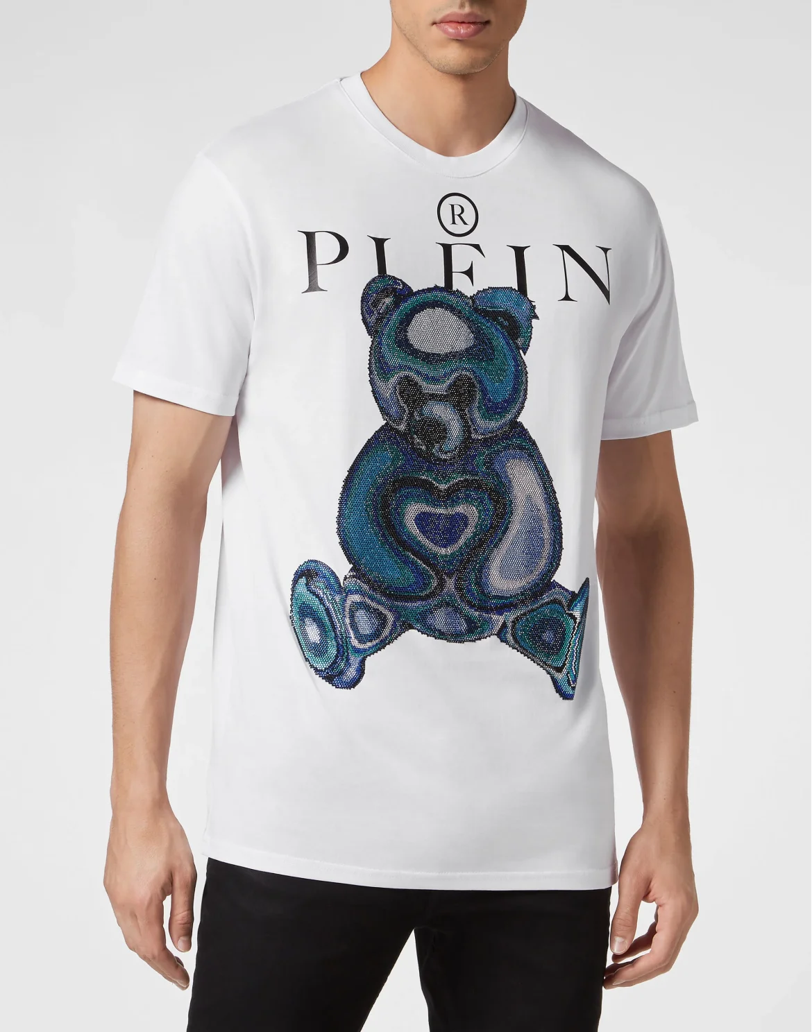 T-shirt Round Neck SS with Crystals Teddy Bear, цвет: Белый