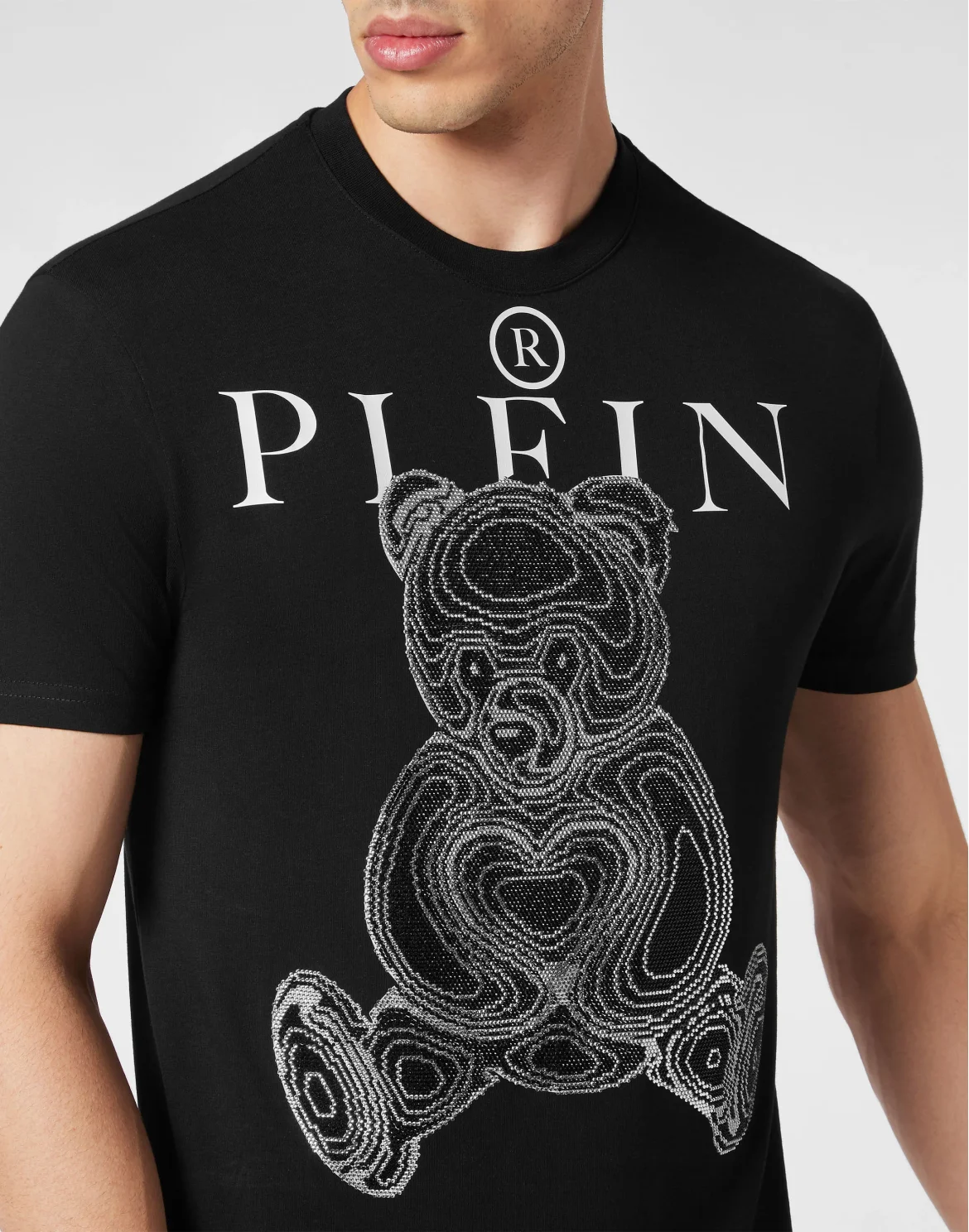 T-shirt Round Neck SS with Crystals Teddy Bear, цвет: Черный