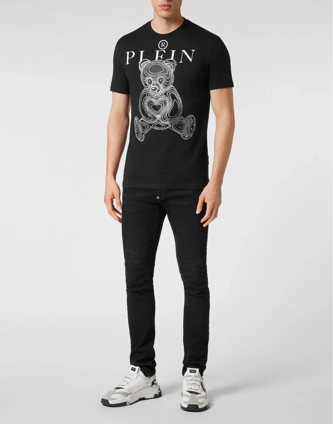 T-shirt Round Neck SS with Crystals Teddy Bear, цвет: Черный