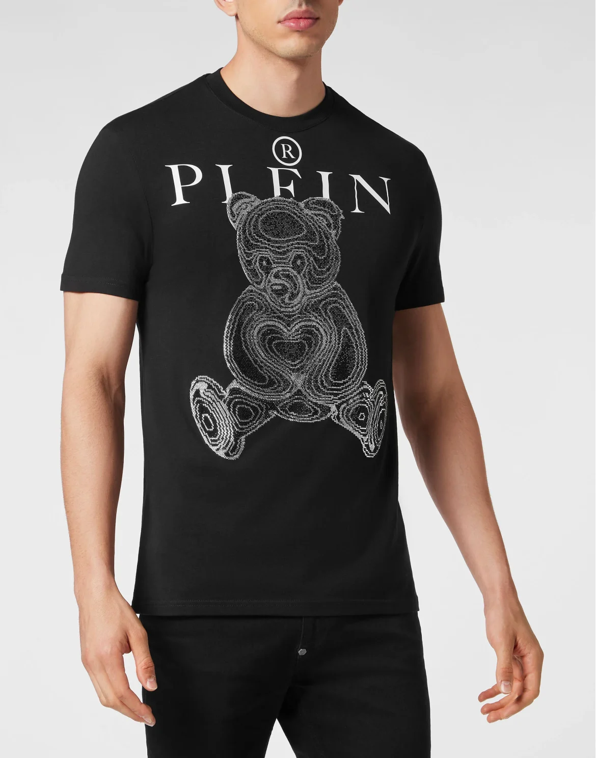 T-shirt Round Neck SS with Crystals Teddy Bear, цвет: Черный