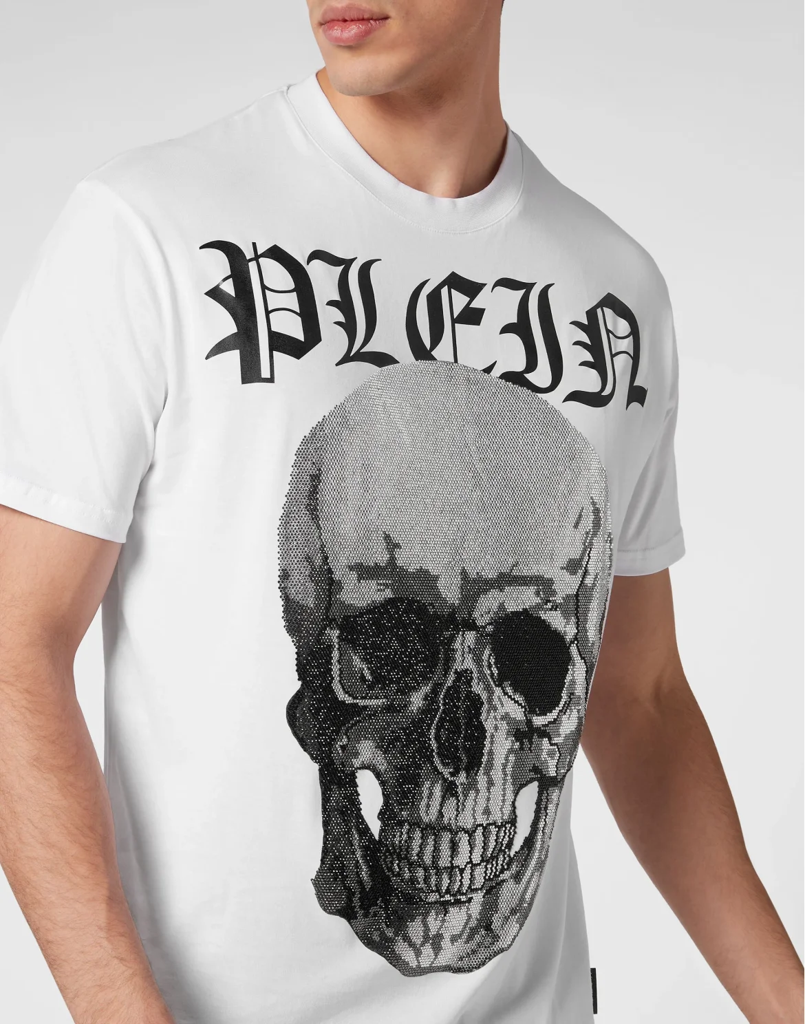 T-shirt Round Neck SS with Crystals Skull, цвет: Белый