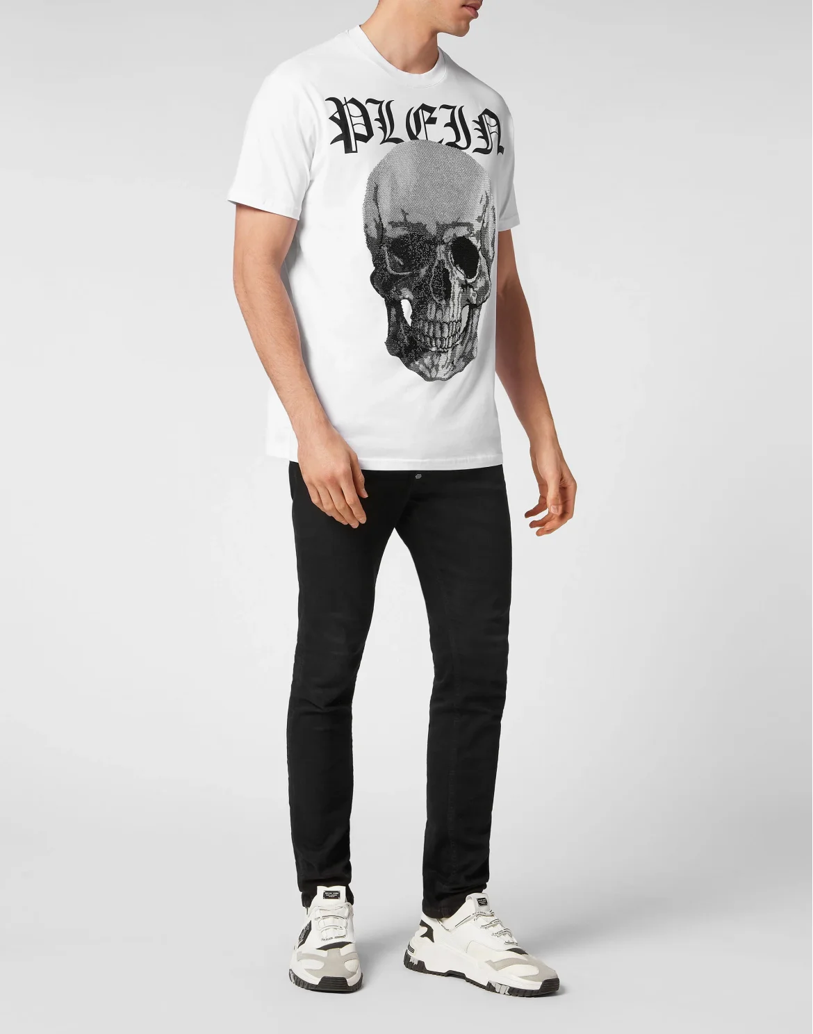 T-shirt Round Neck SS with Crystals Skull, цвет: Белый