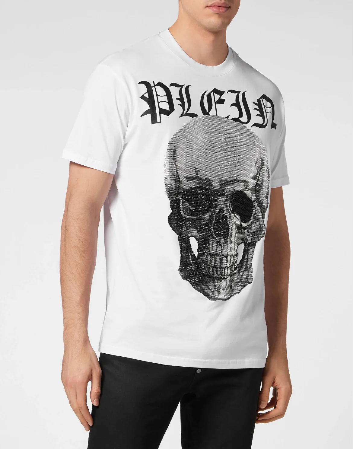 T-shirt Round Neck SS with Crystals Skull, цвет: Белый