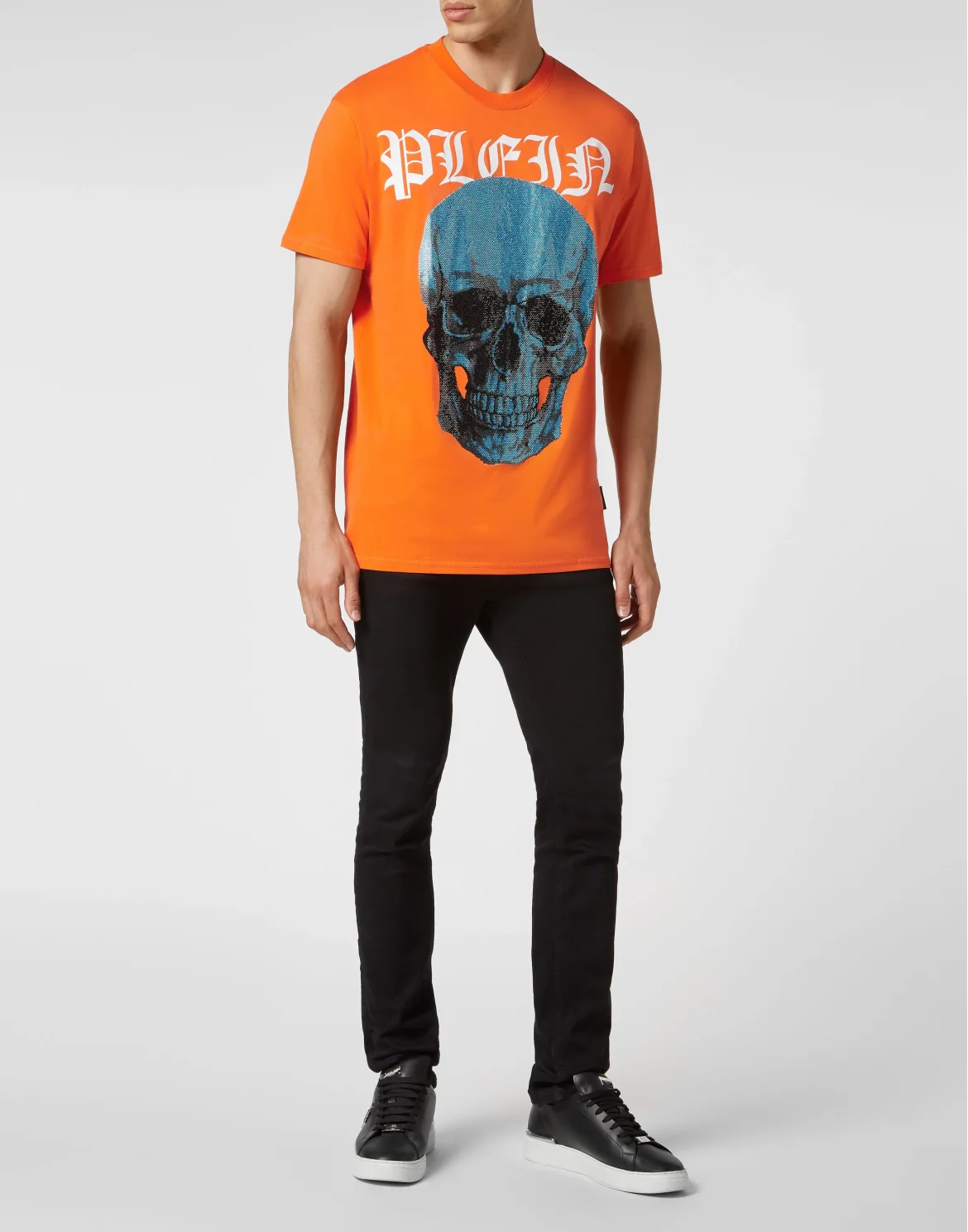 T-shirt Round Neck SS with Crystals Skull, цвет: Оранжевый