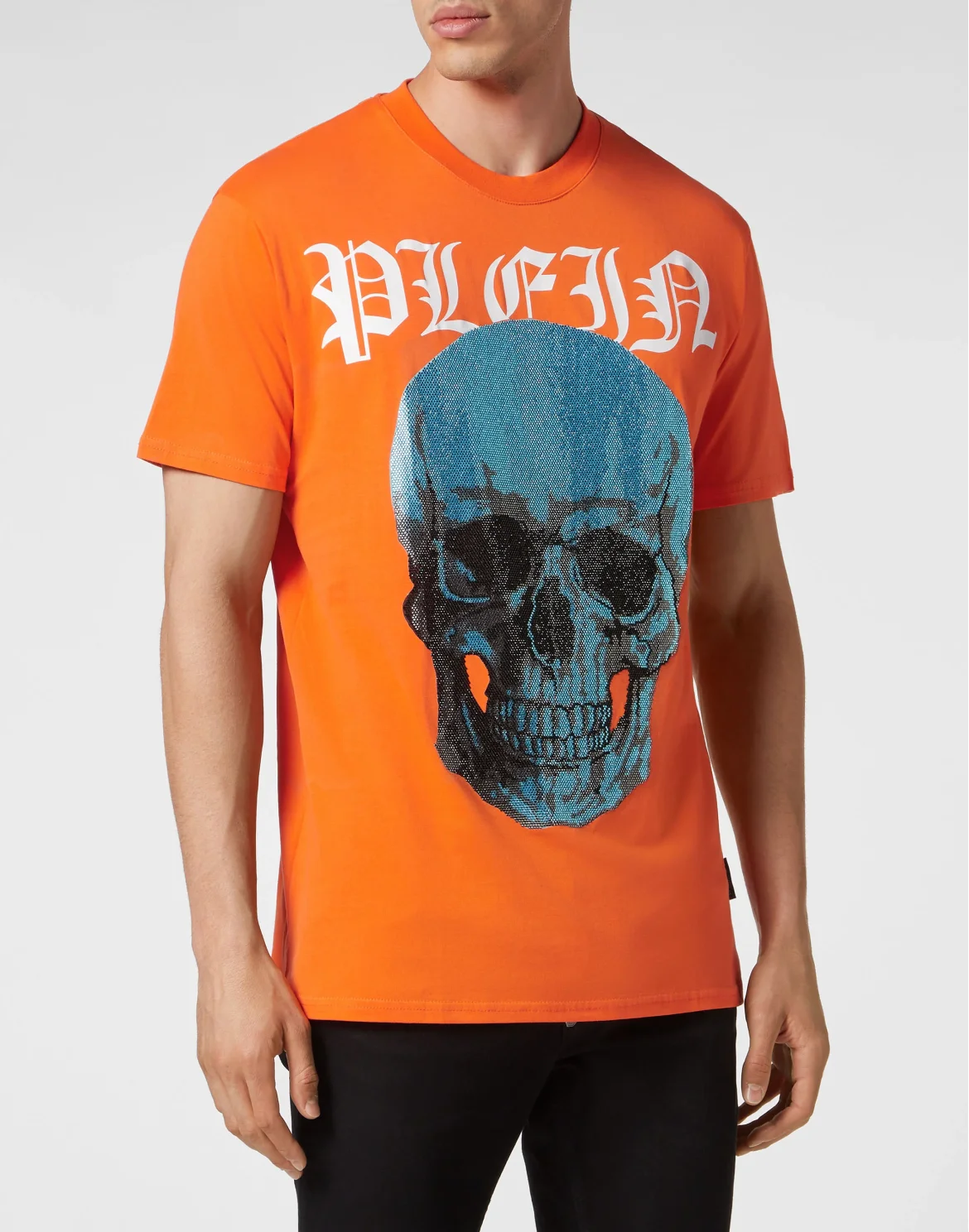 T-shirt Round Neck SS with Crystals Skull, цвет: Оранжевый