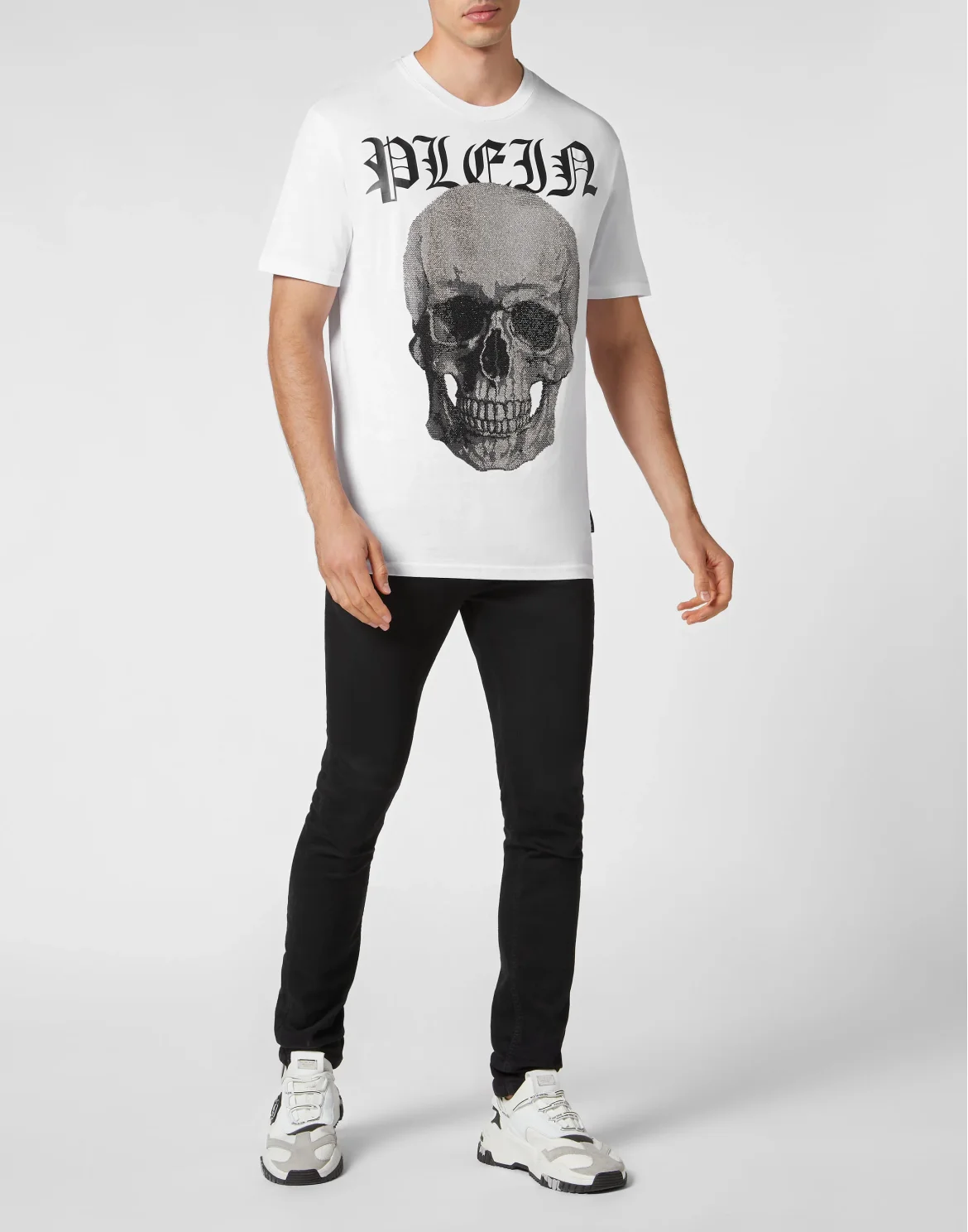 T-shirt Round Neck SS with Crystals Skull, цвет: Белый
