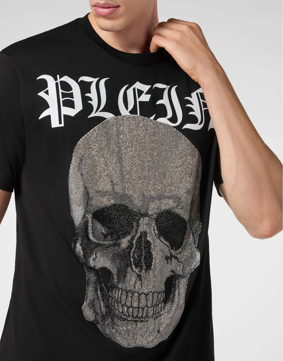 T-shirt Round Neck SS with Crystals Skull, цвет: Черный