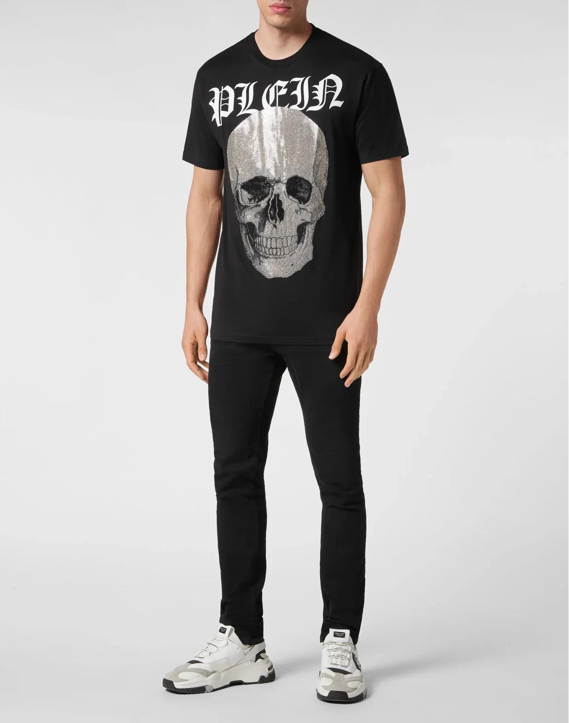 T-shirt Round Neck SS with Crystals Skull, цвет: Черный