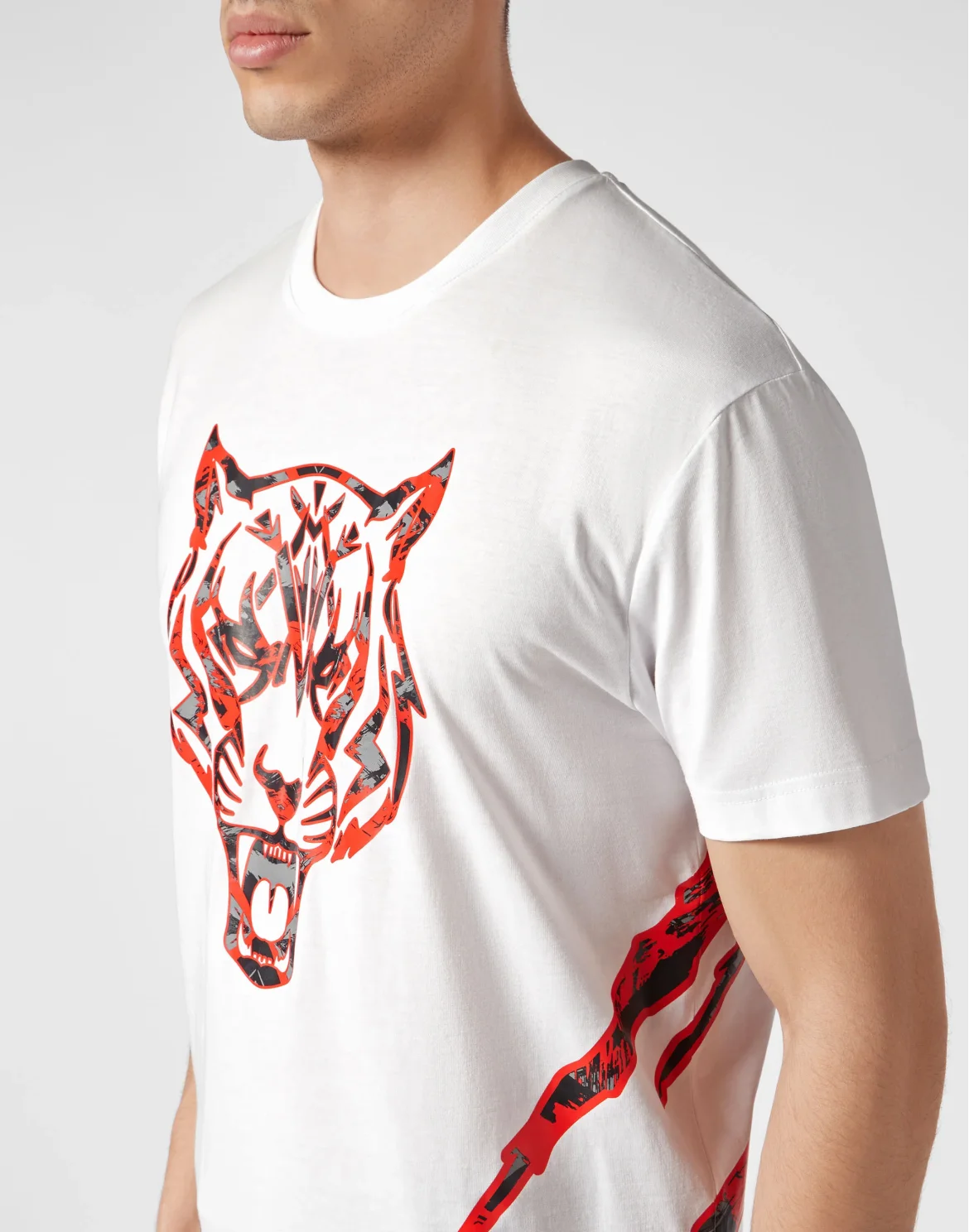 T-shirt Round Neck Tiger, цвет: Белый