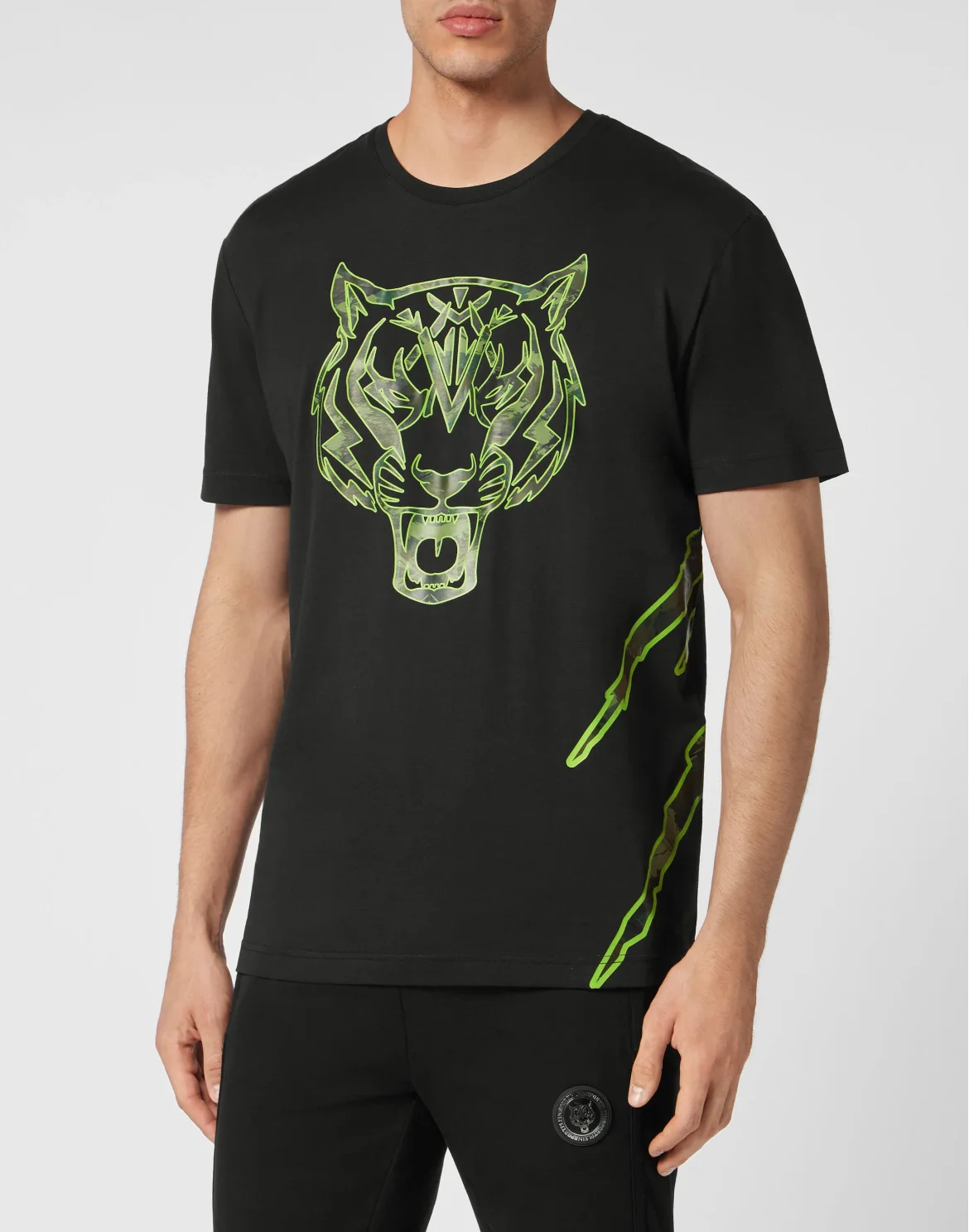 T-shirt Round Neck Tiger, цвет: Черный