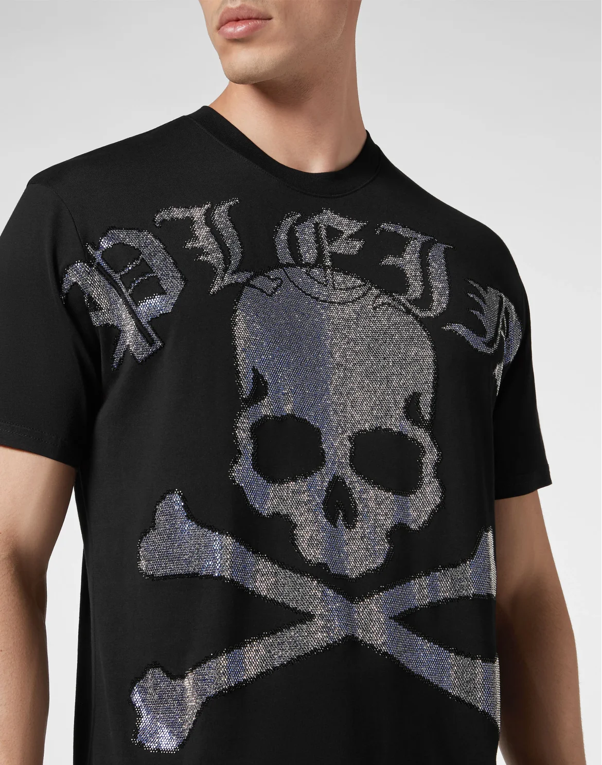 T-shirt Round Neck SS with Crystals Gothic Plein Strass, цвет: Черный