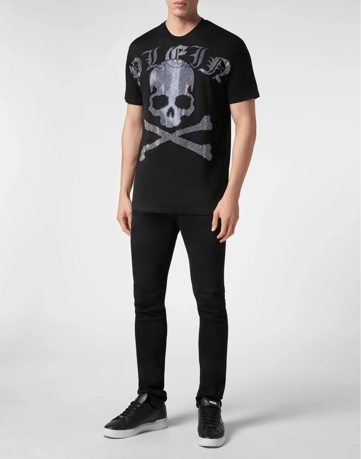 T-shirt Round Neck SS with Crystals Gothic Plein Strass, цвет: Черный