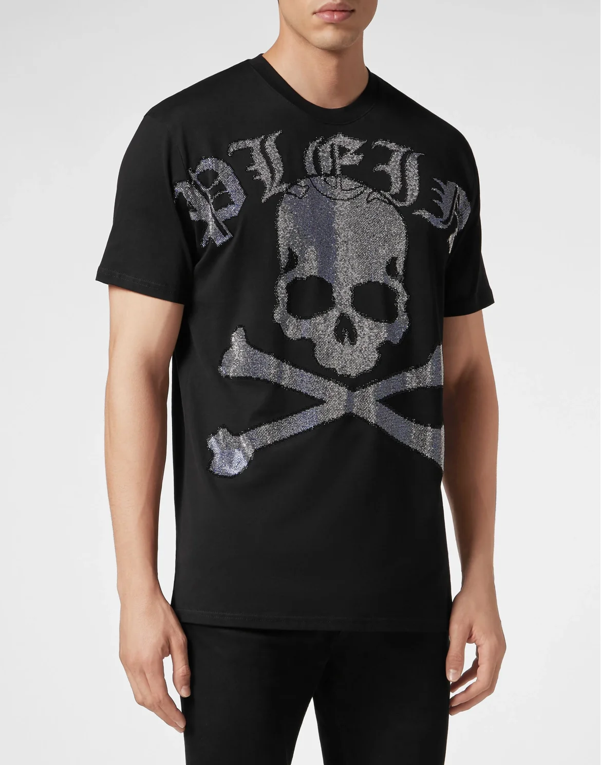 T-shirt Round Neck SS with Crystals Gothic Plein Strass, цвет: Черный