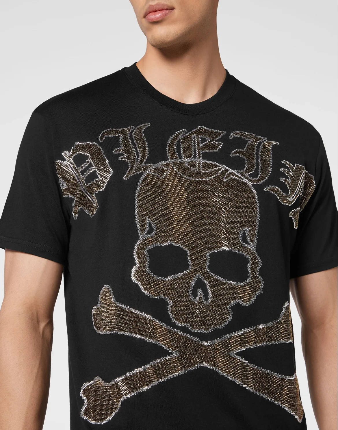 T-shirt Round Neck SS with Crystals Gothic Plein Strass, цвет: Черный
