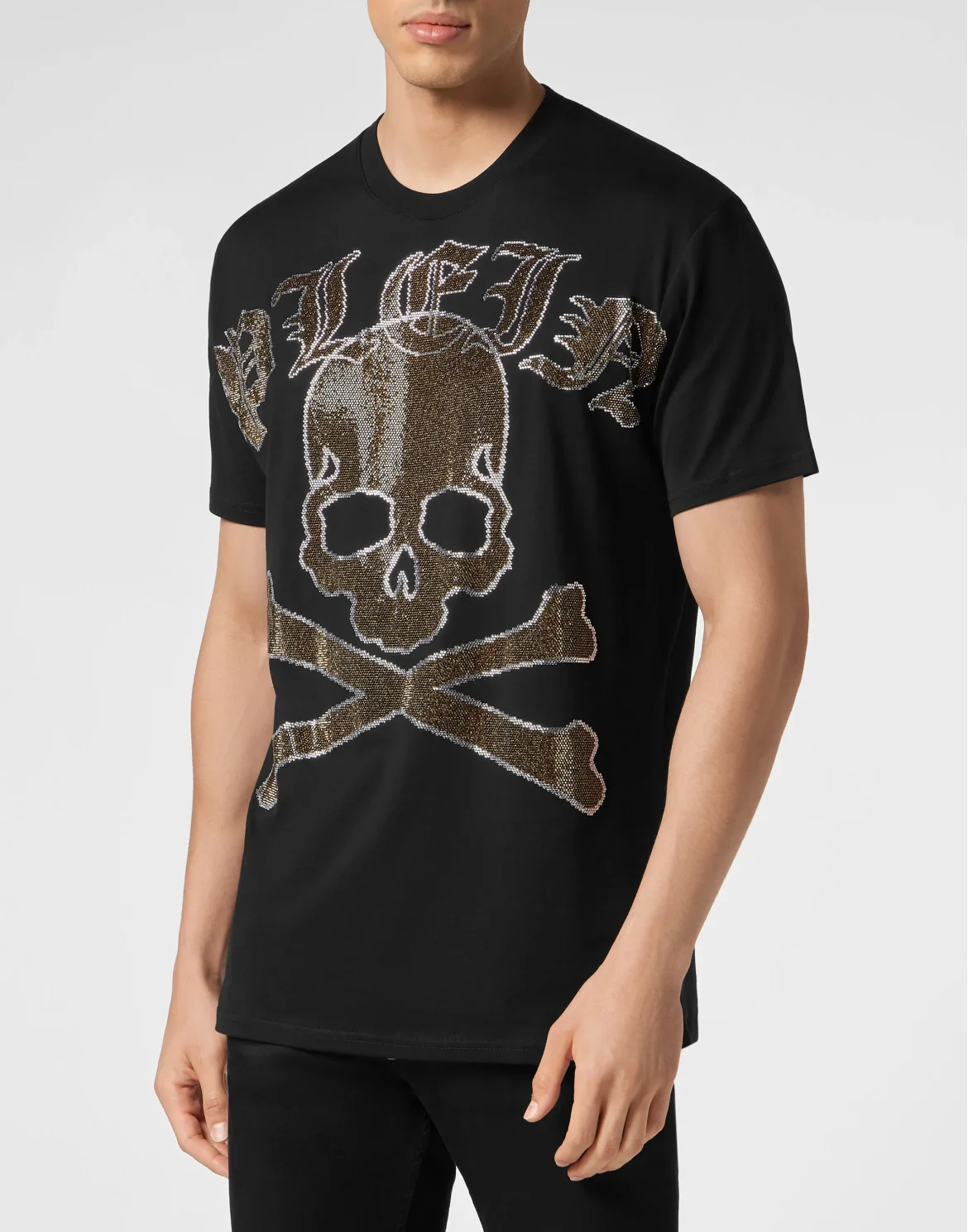 T-shirt Round Neck SS with Crystals Gothic Plein Strass, цвет: Черный