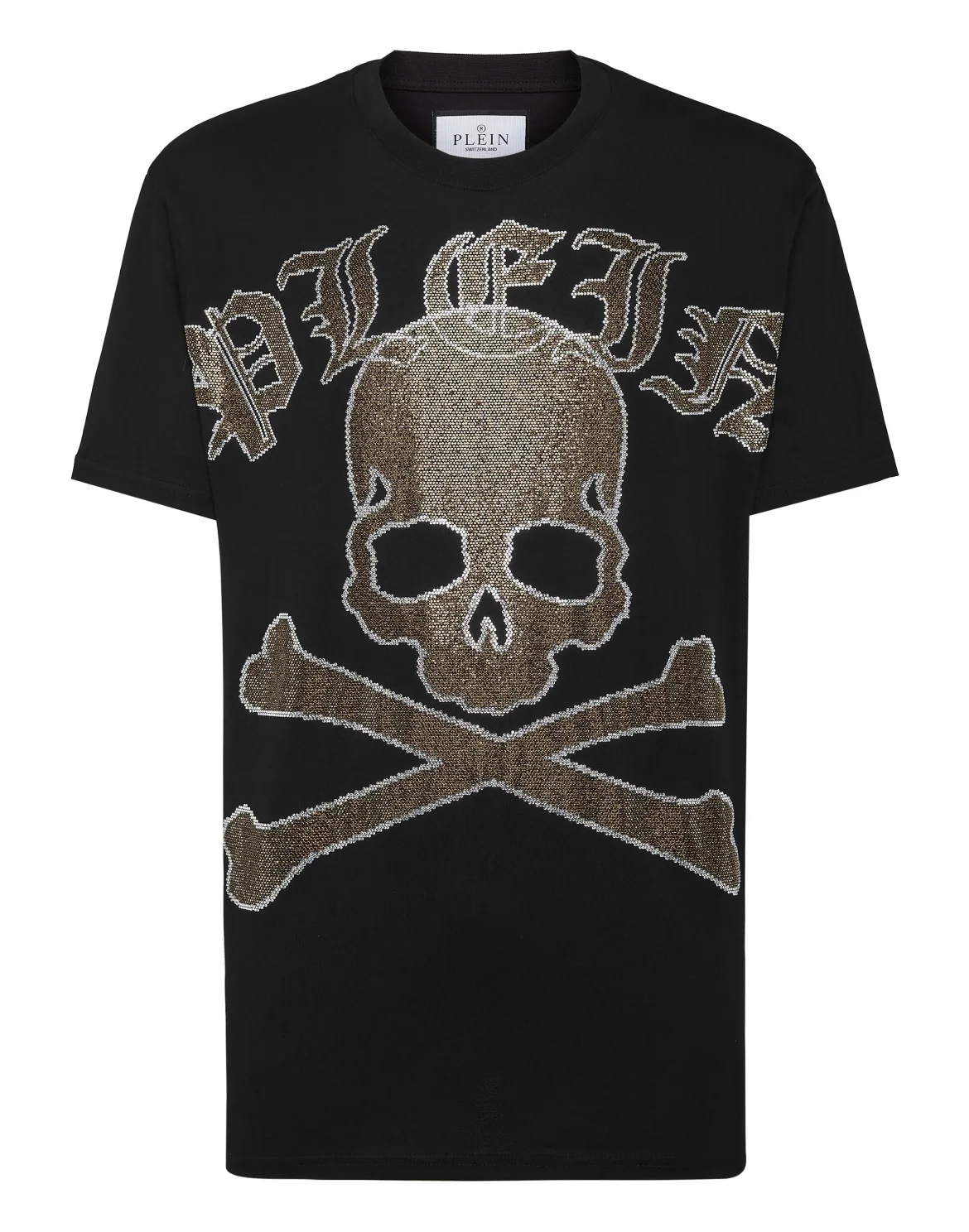 T-shirt Round Neck SS with Crystals Gothic Plein Strass, цвет: Черный