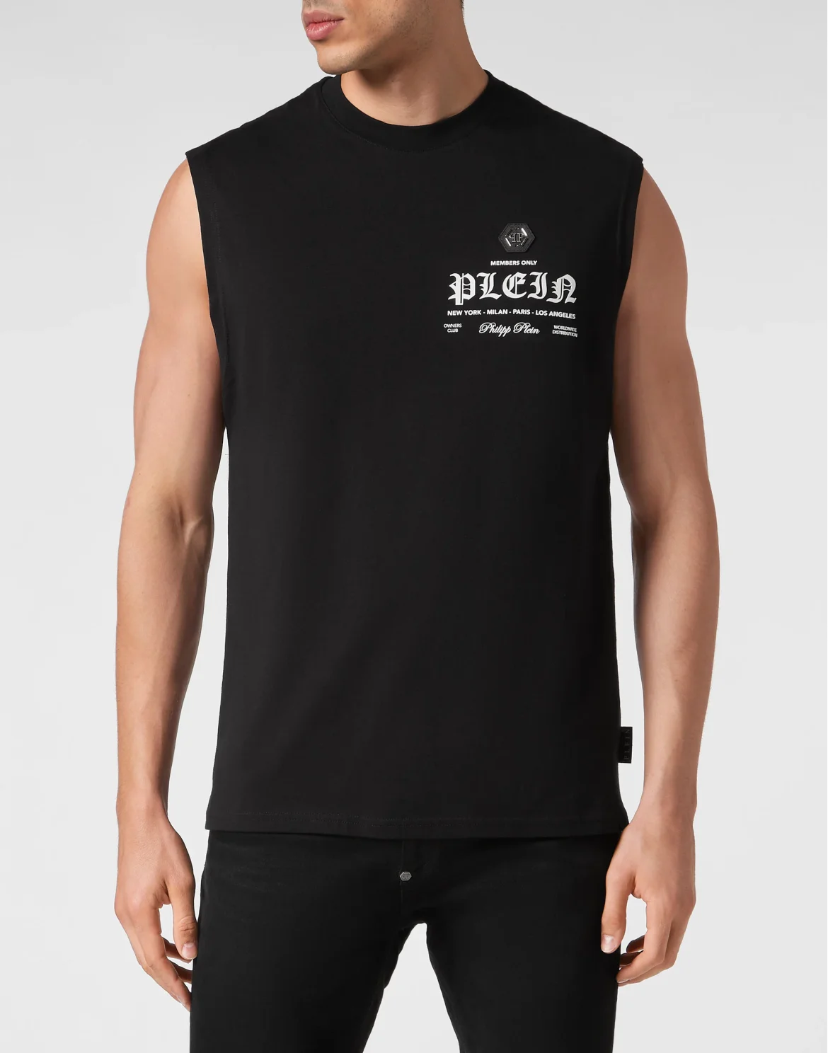 Sleeveless T-shirt Round Neck, цвет: Черный