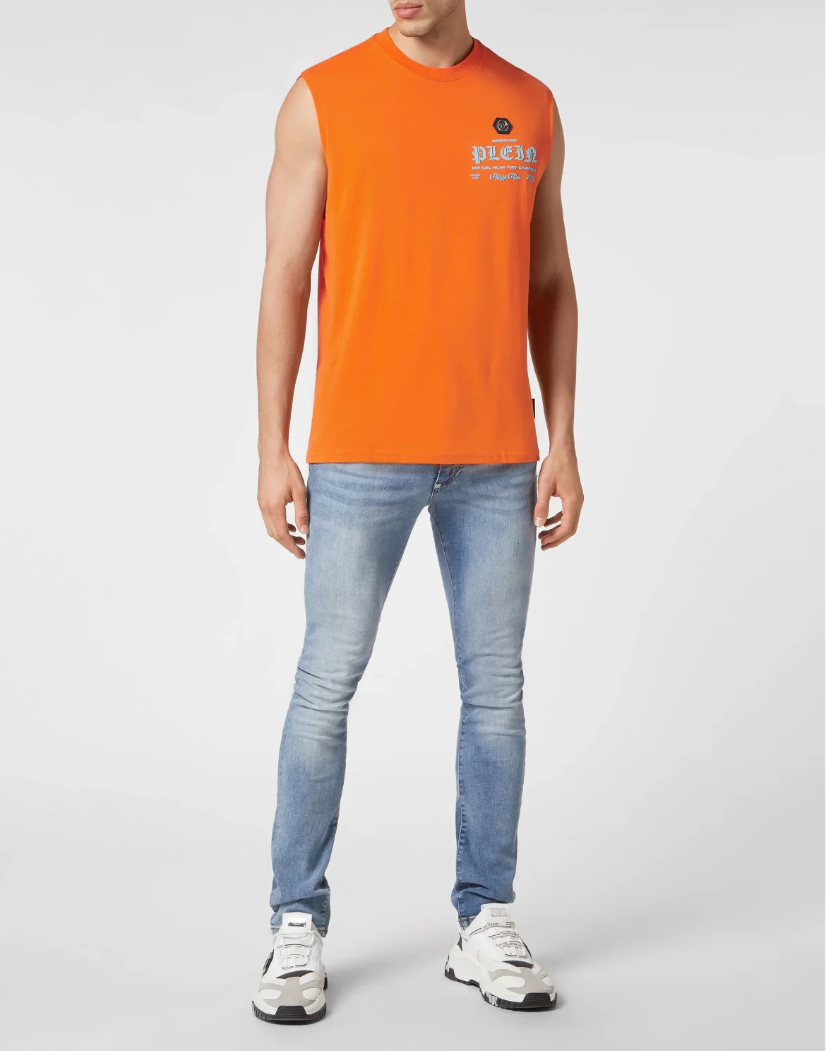 Sleeveless T-shirt Round Neck, цвет: Оранжевый