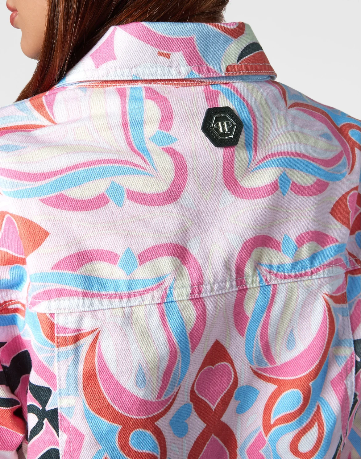 Denim Shoulder Padded Jacket Colorful Circus, цвет: Белый
