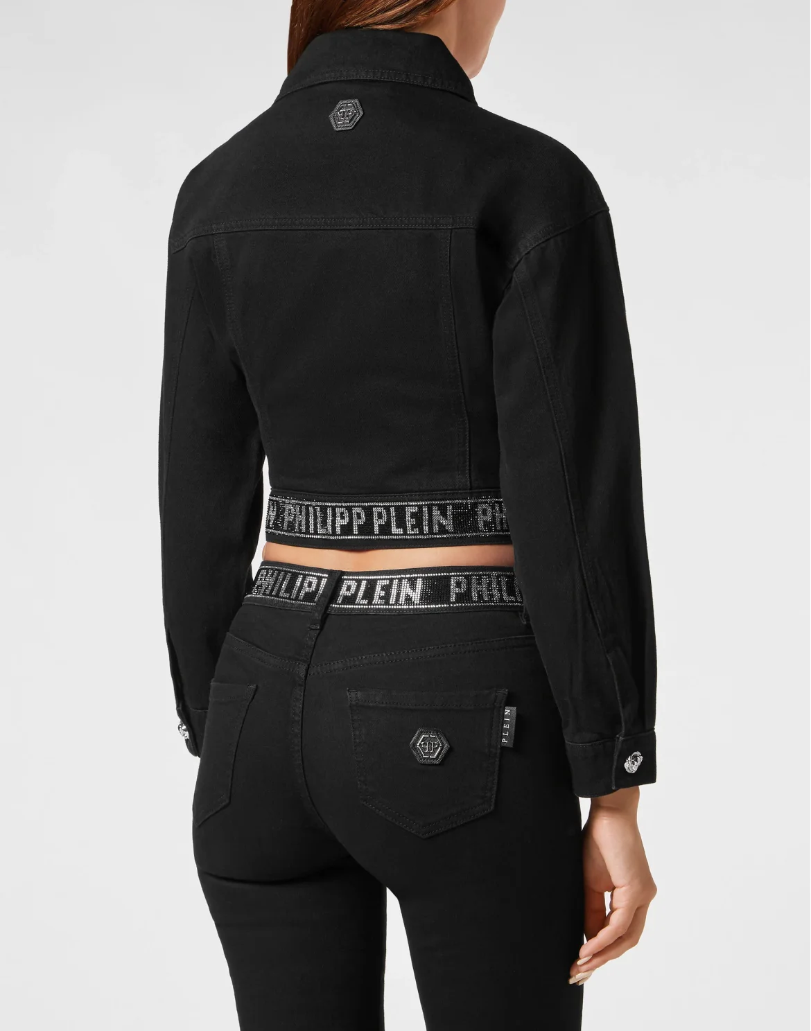 Denim Cropped Jacket Crystal, цвет: Черный