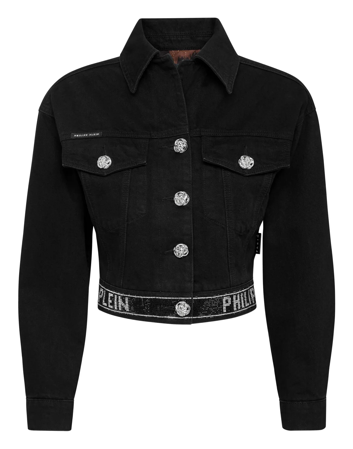 Denim Cropped Jacket Crystal, цвет: Черный