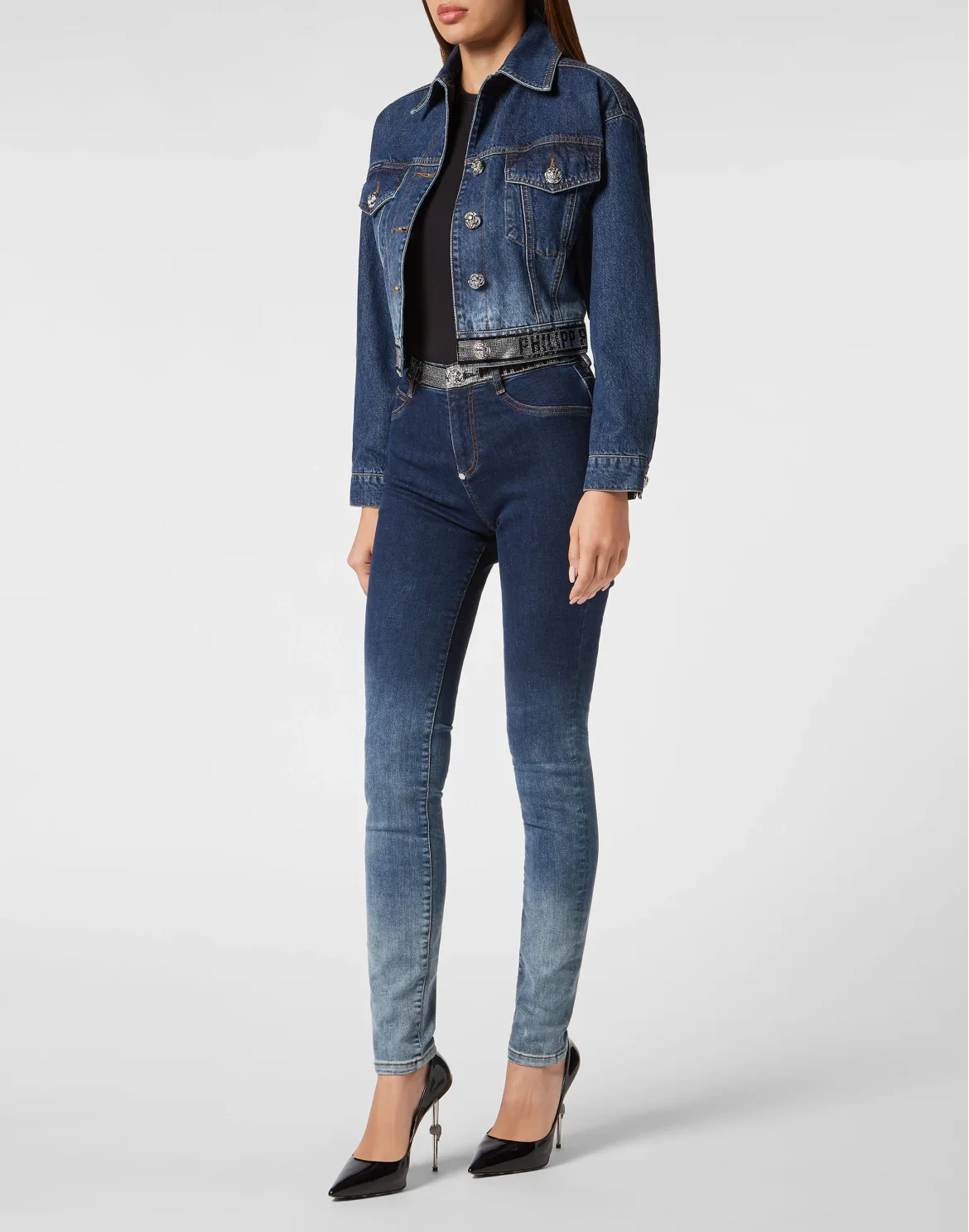 Denim Cropped Jacket Crystal, цвет: Синий