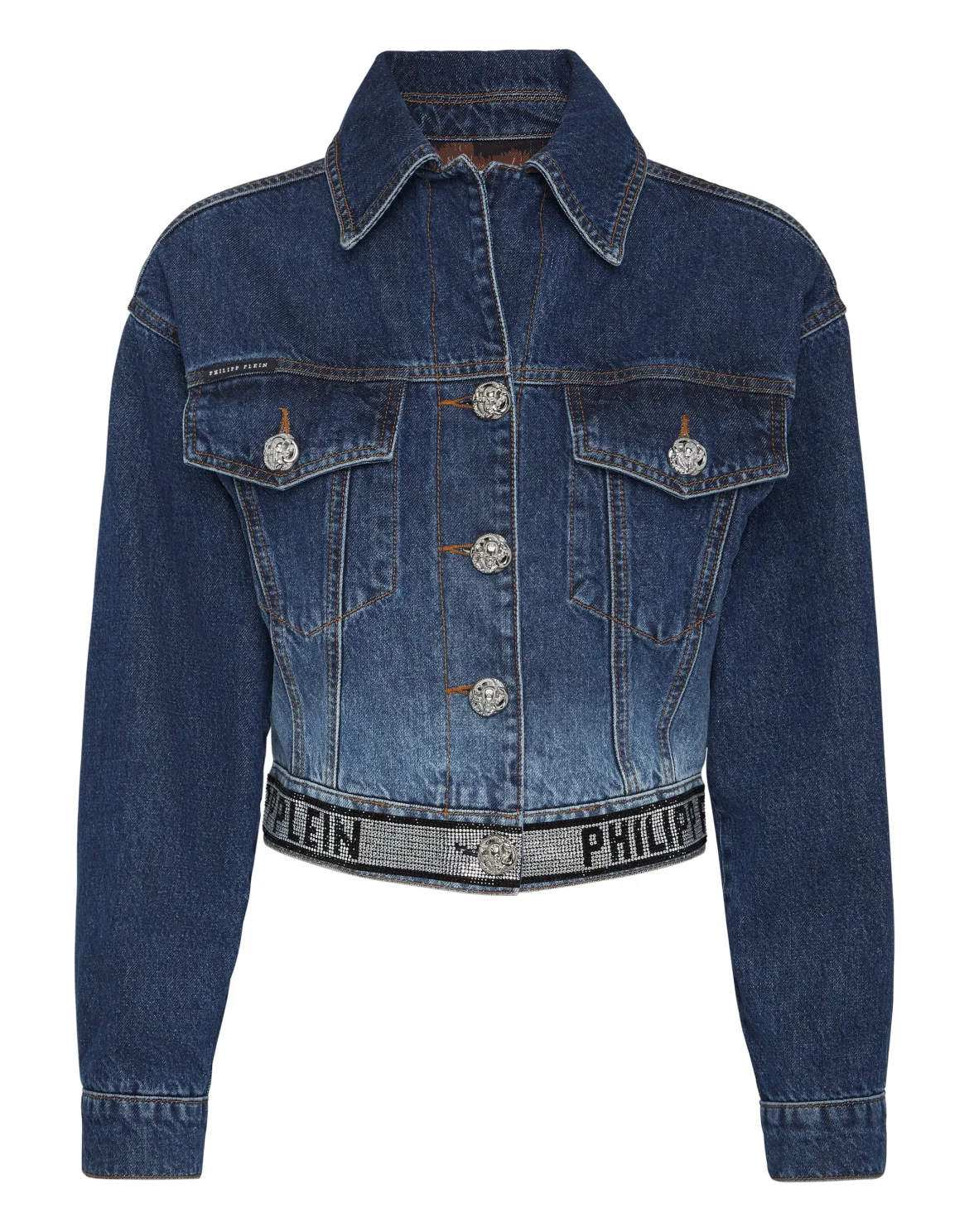 Denim Cropped Jacket Crystal, цвет: Синий