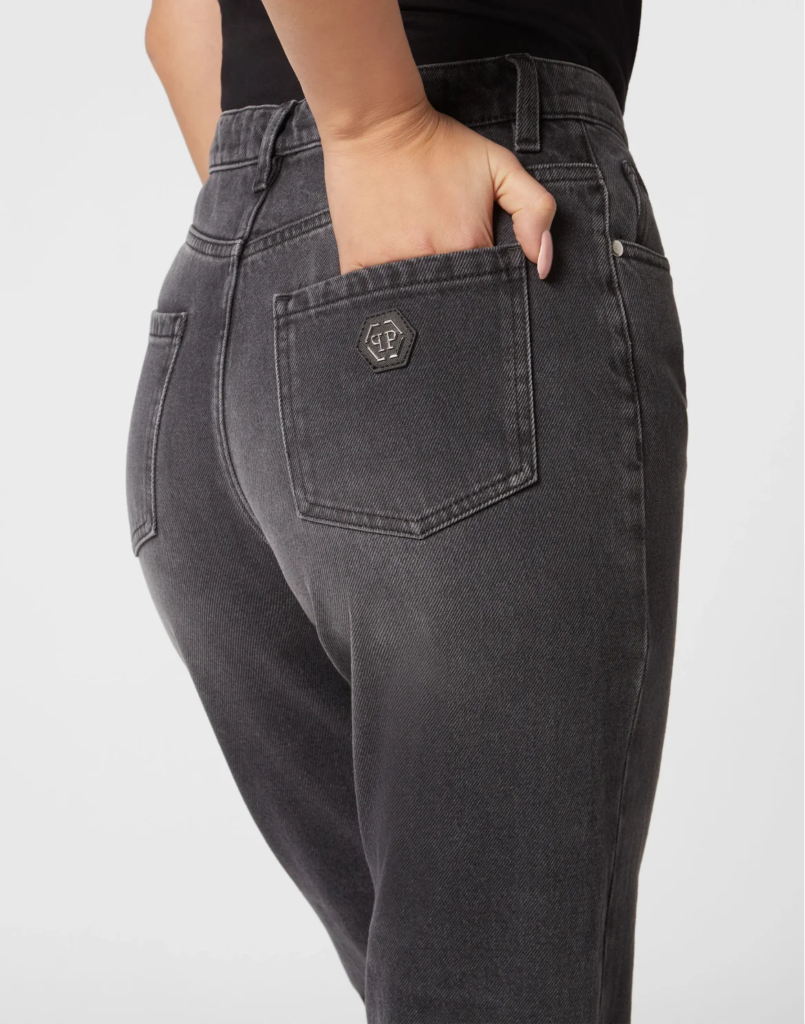 Denim Trousers Mom Fit, цвет: Черный