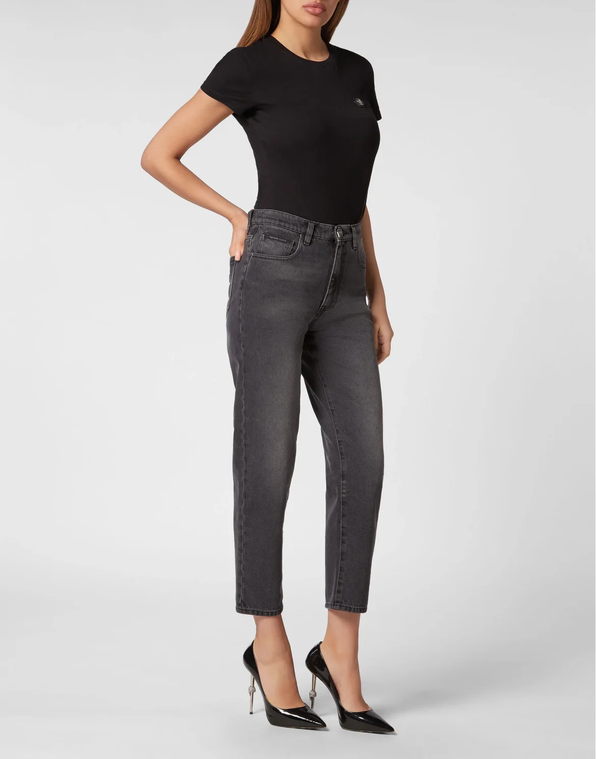 Denim Trousers Mom Fit, цвет: Черный