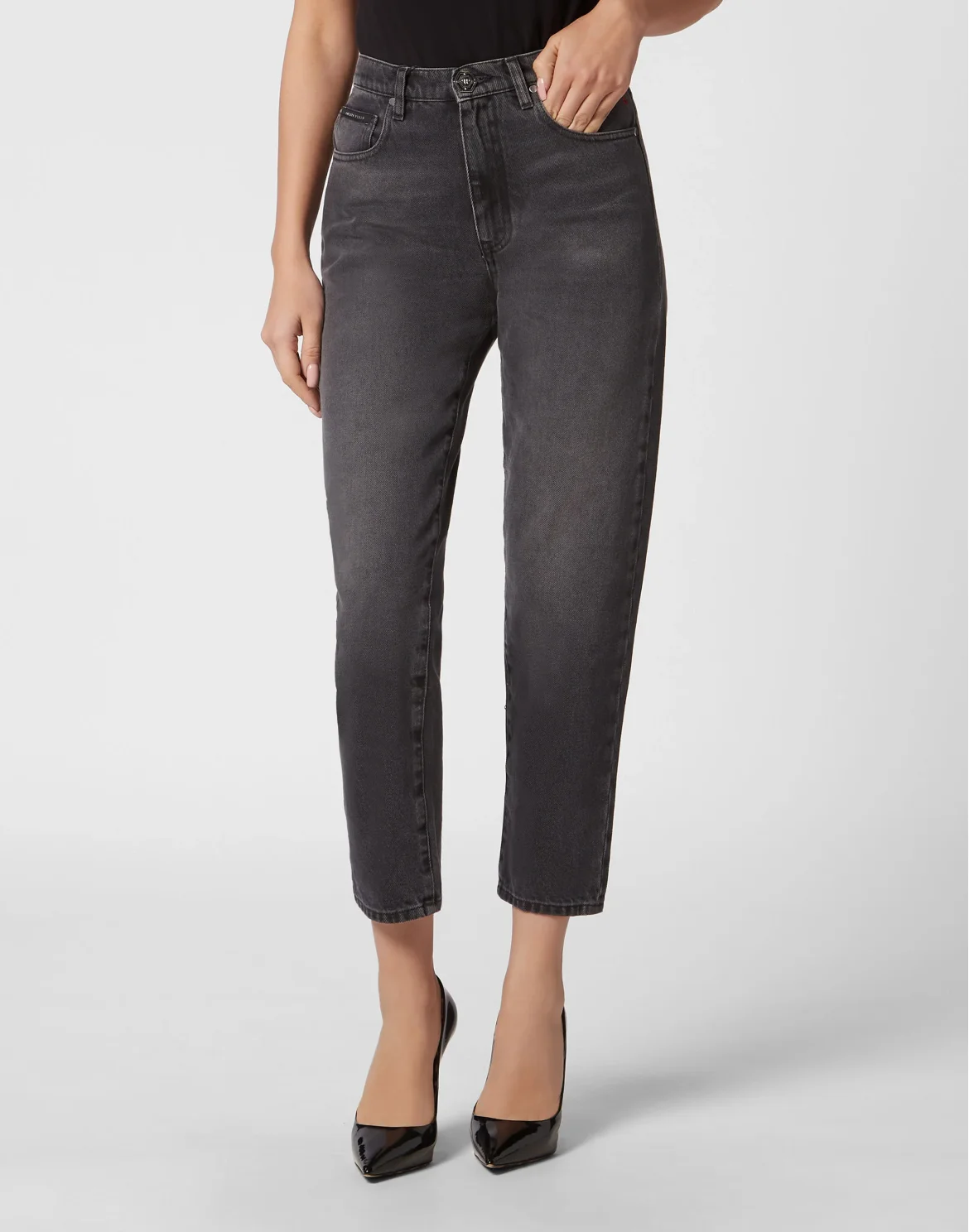 Denim Trousers Mom Fit, цвет: Черный