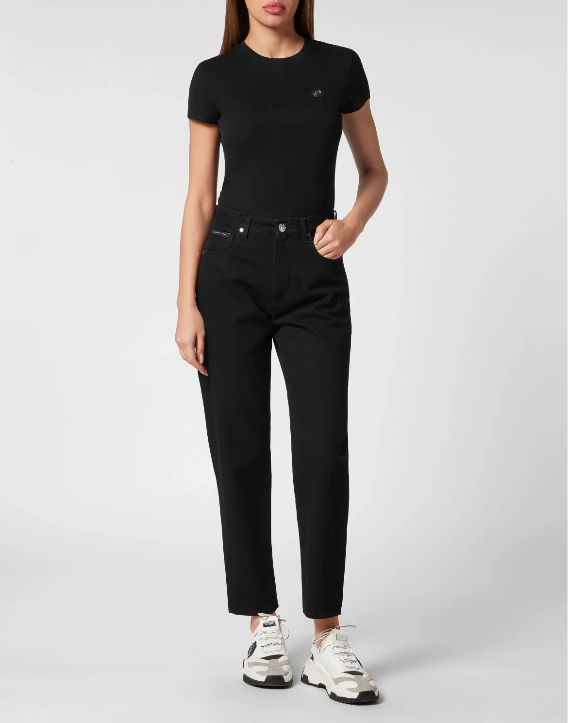 Denim Trousers Mom Fit, цвет: Черный