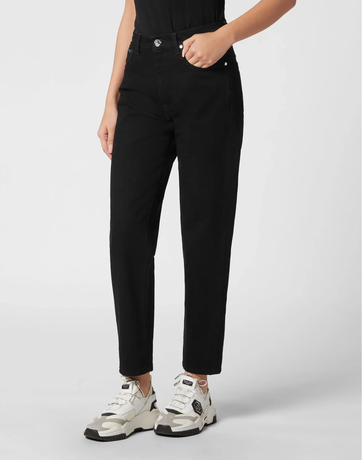 Denim Trousers Mom Fit, цвет: Черный