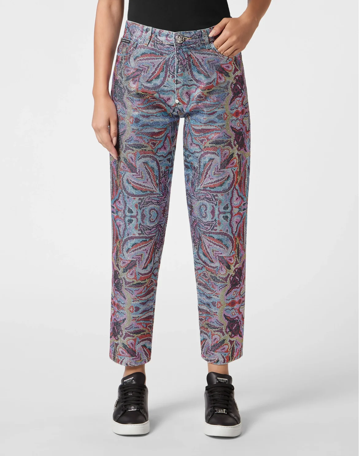Denim Trousers Mom Fit Crystal Colorful Circus, цвет: Голубой