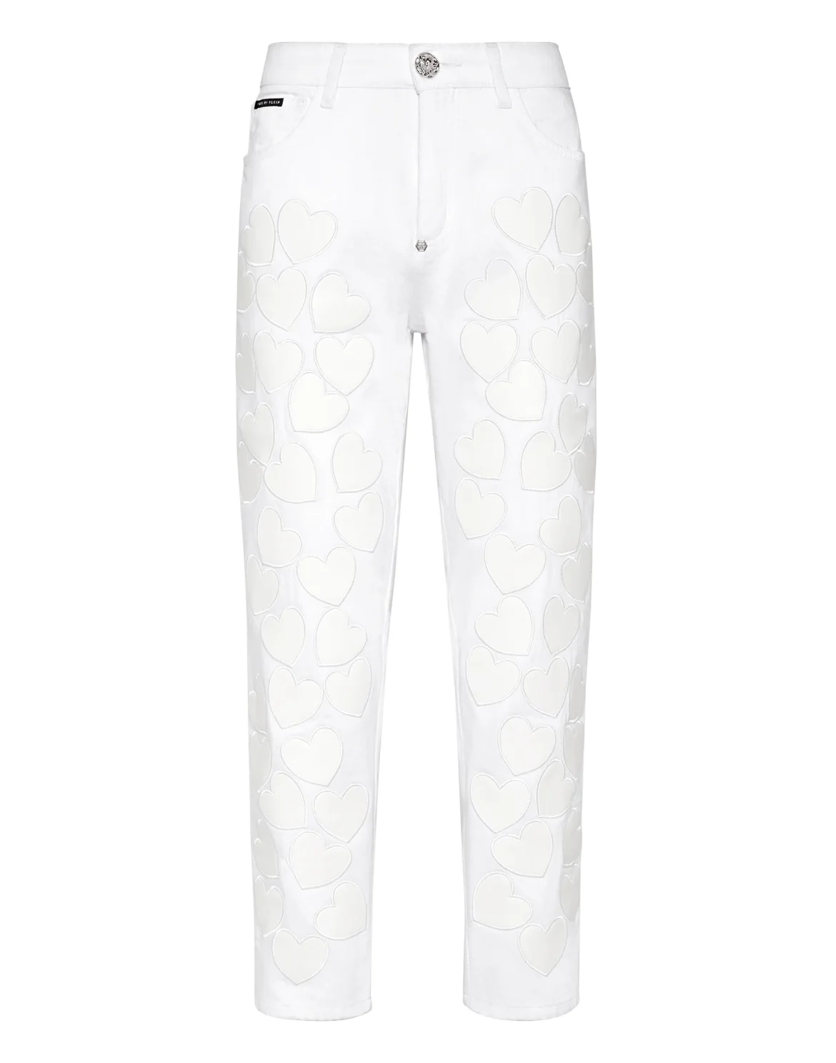 Denim Trousers Mom Fit Heart, цвет: Белый