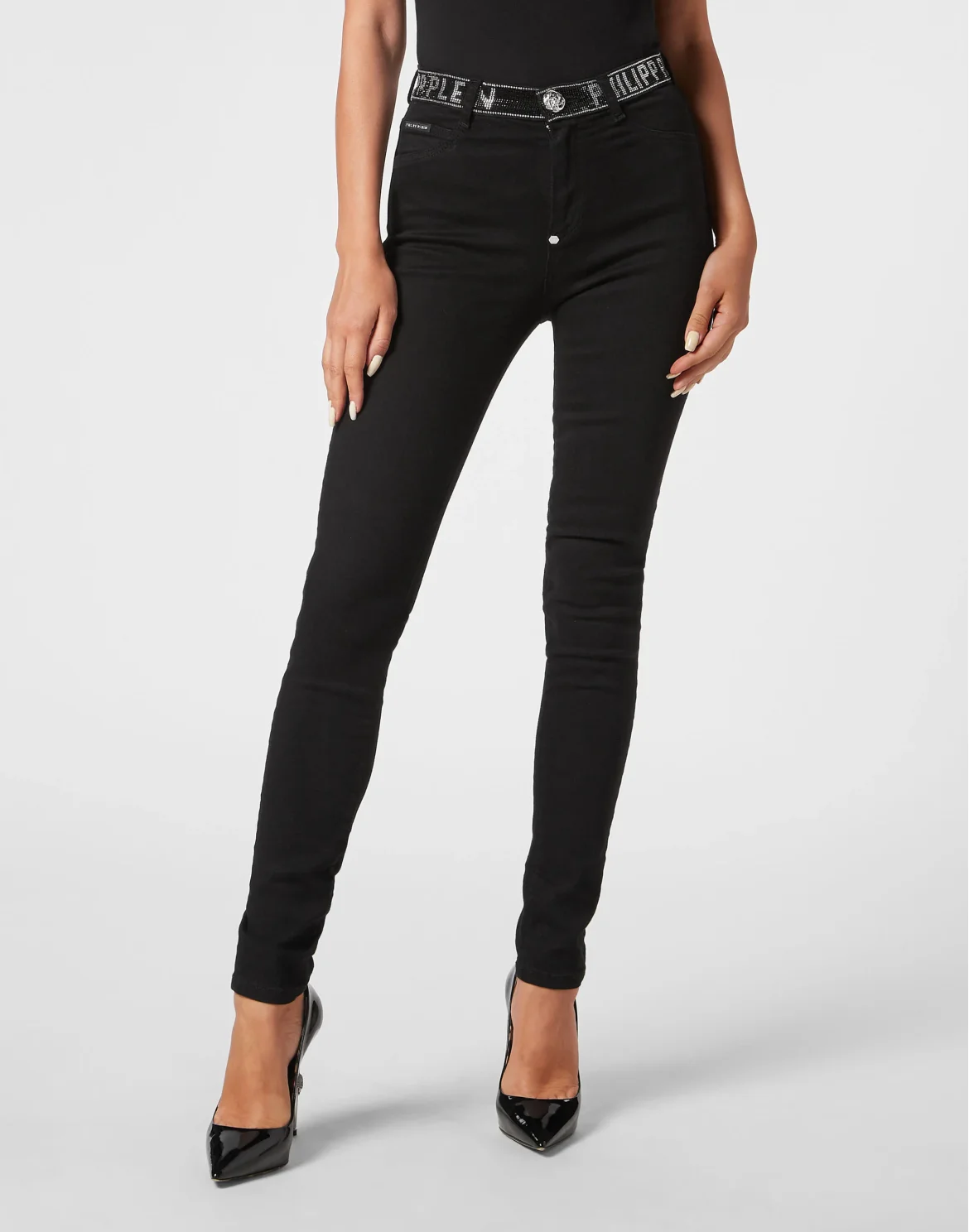 High Waist Jeggings Crystal, цвет: Черный