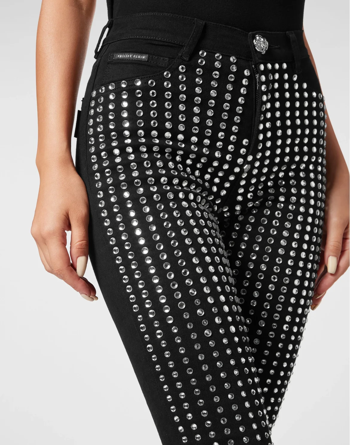 High Waist Jeggings Crystal Pinstripe, цвет: Черный