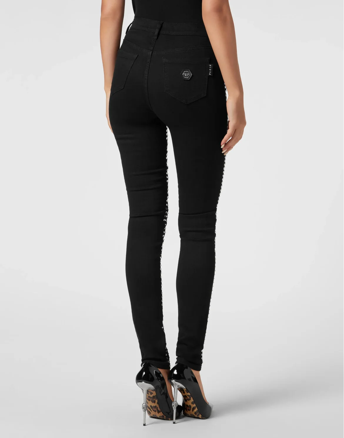 High Waist Jeggings Crystal Pinstripe, цвет: Черный